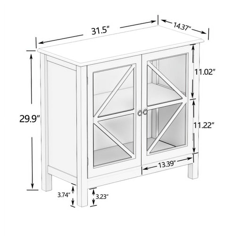 Bianlte Sideboard Cabinet Display Buffet Storage MDF White, 20.15 kg - Image 4