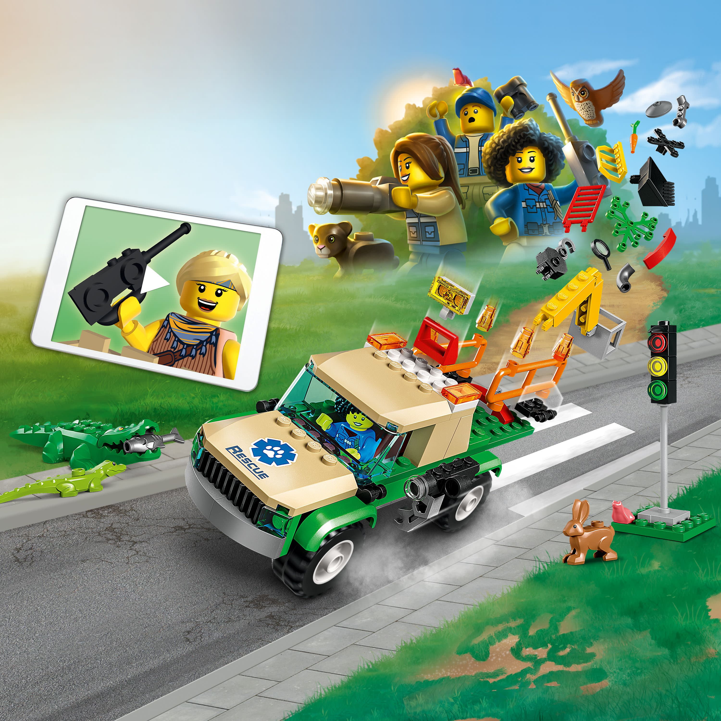 LEGO City Wild Animal Rescue Missions, 60353 with Truck Toy and Animals for Kids, Interactive Digital Adventure Building Game with Bricks & 3 Minifigures - Image 6
