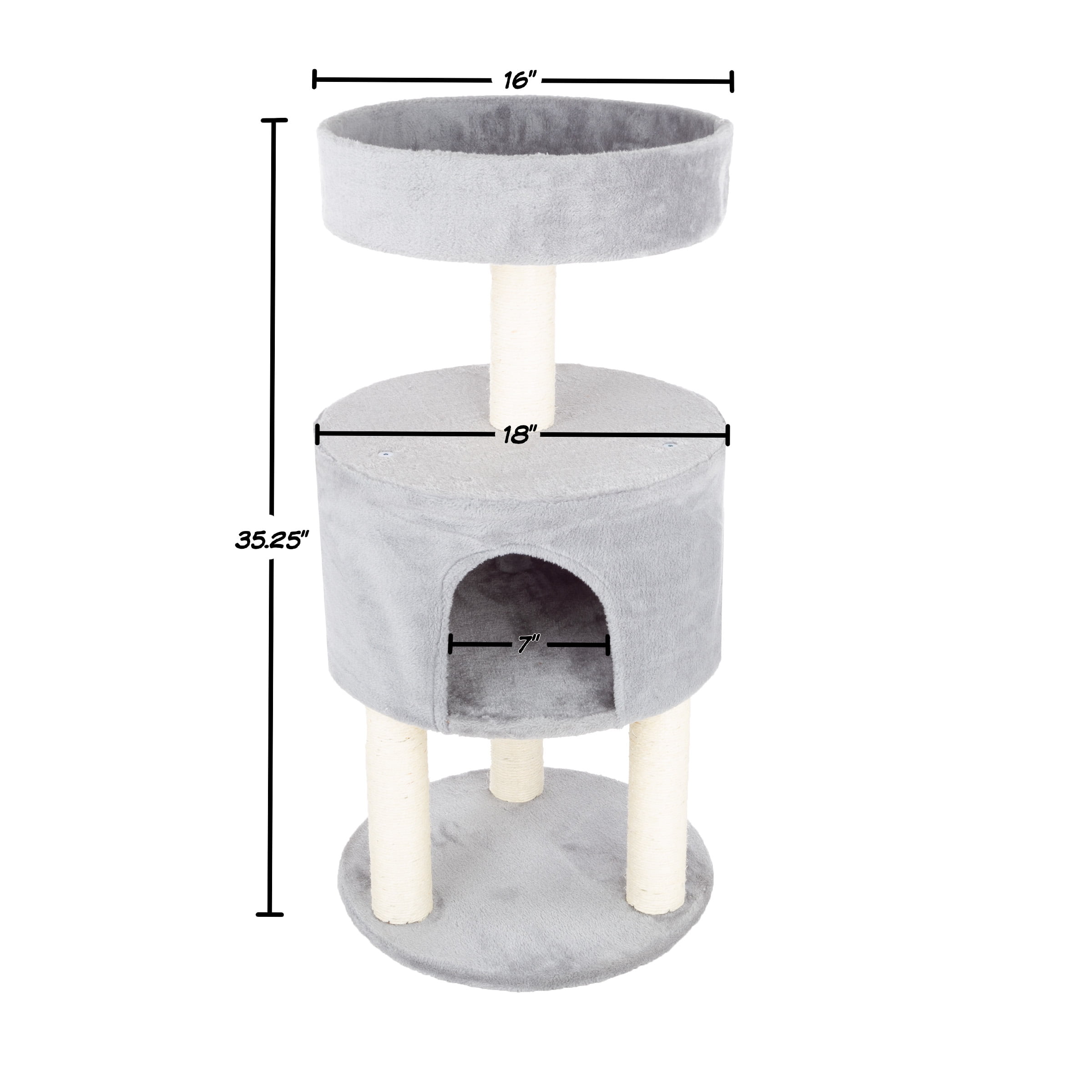 Yippy 2-Tier Kitty Cat Condo with Overhead Balcony - Gray and White - Image 3