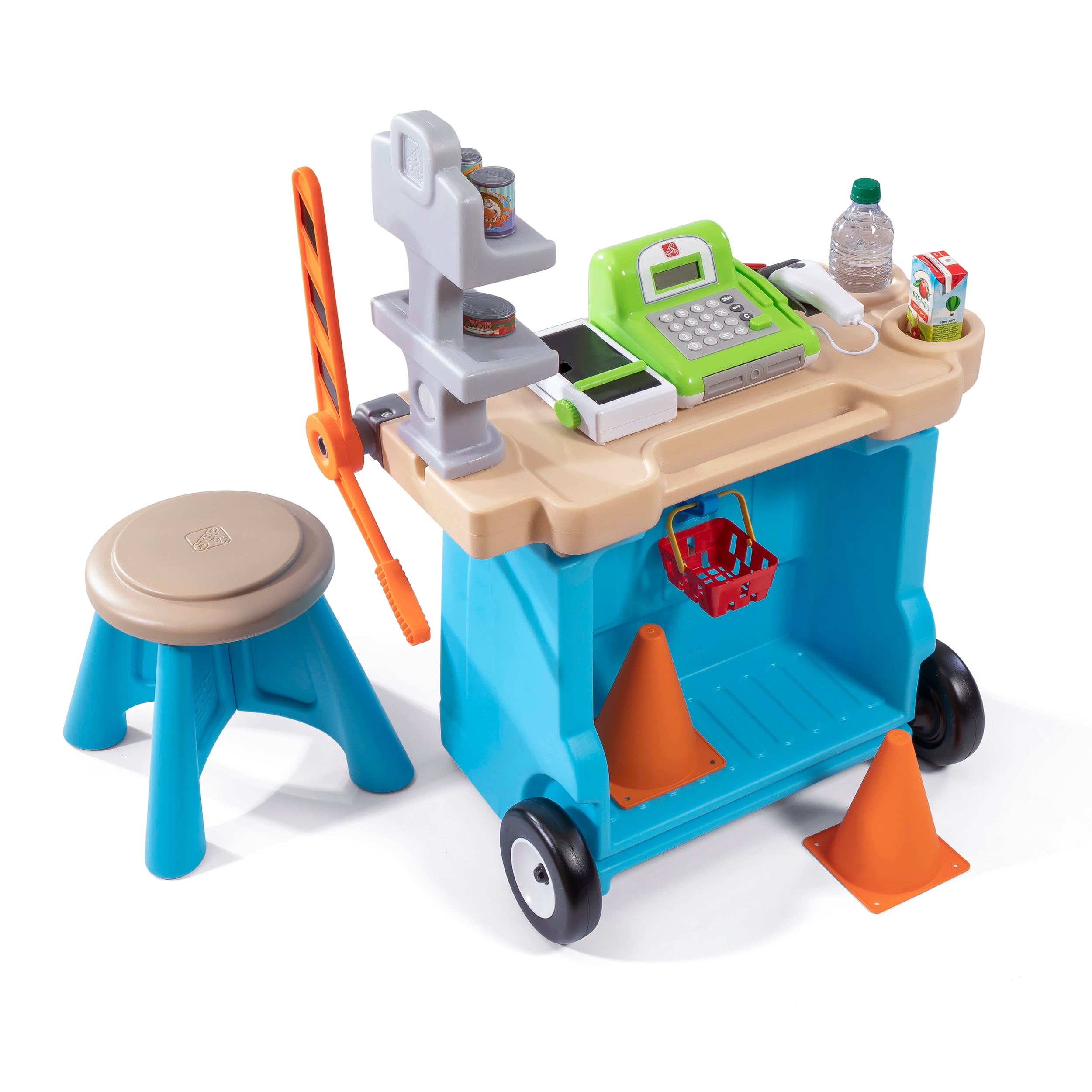 Step2 Stop & Go Market Blue Outdoor Playhouse and Kids Playset with Umbrella - Image 8