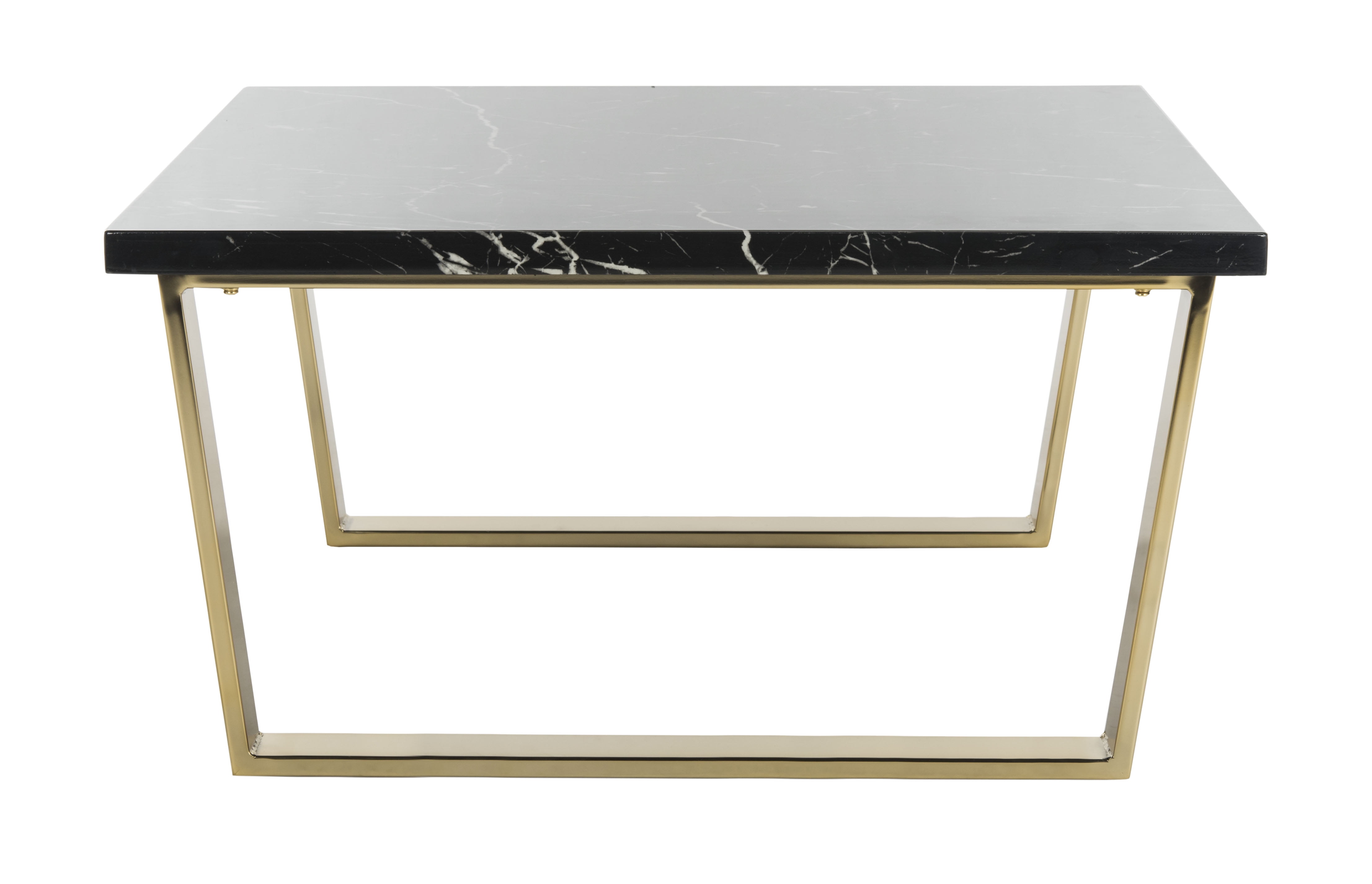 SAFAVIEH Carmen Modern Glam Square Coffee Table, Black Marblue/Brass - Image 6