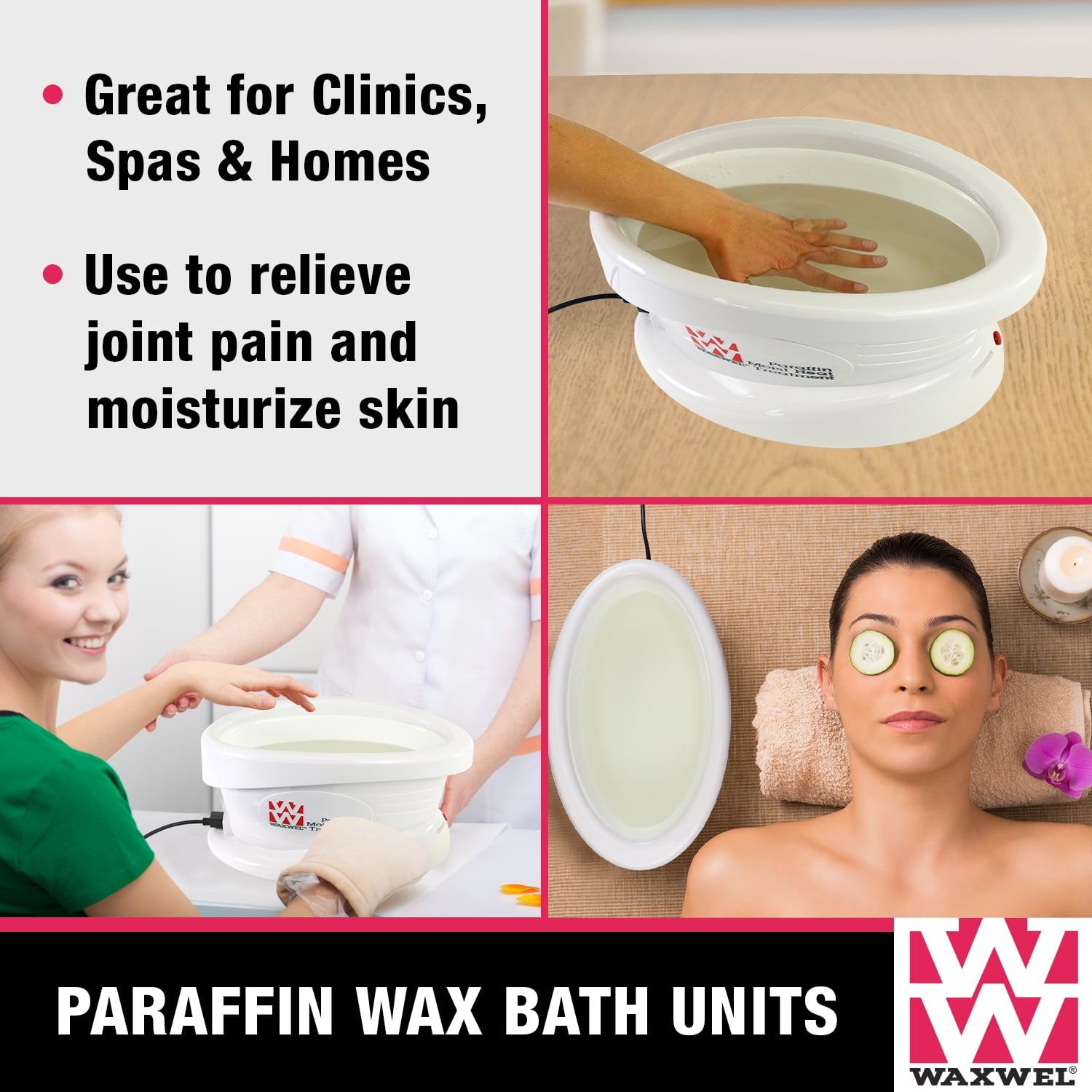 WaxWel Paraffin Wax Bath, Professional Home and Spa Soothing Moisturizing Therapy System, Wax Warmer, 65 Liners, 1 Thermal Hand Mitt, 1 Foot Bootie, 6 Pound Unscented Paraffin, Fragrance-Free - Image 5