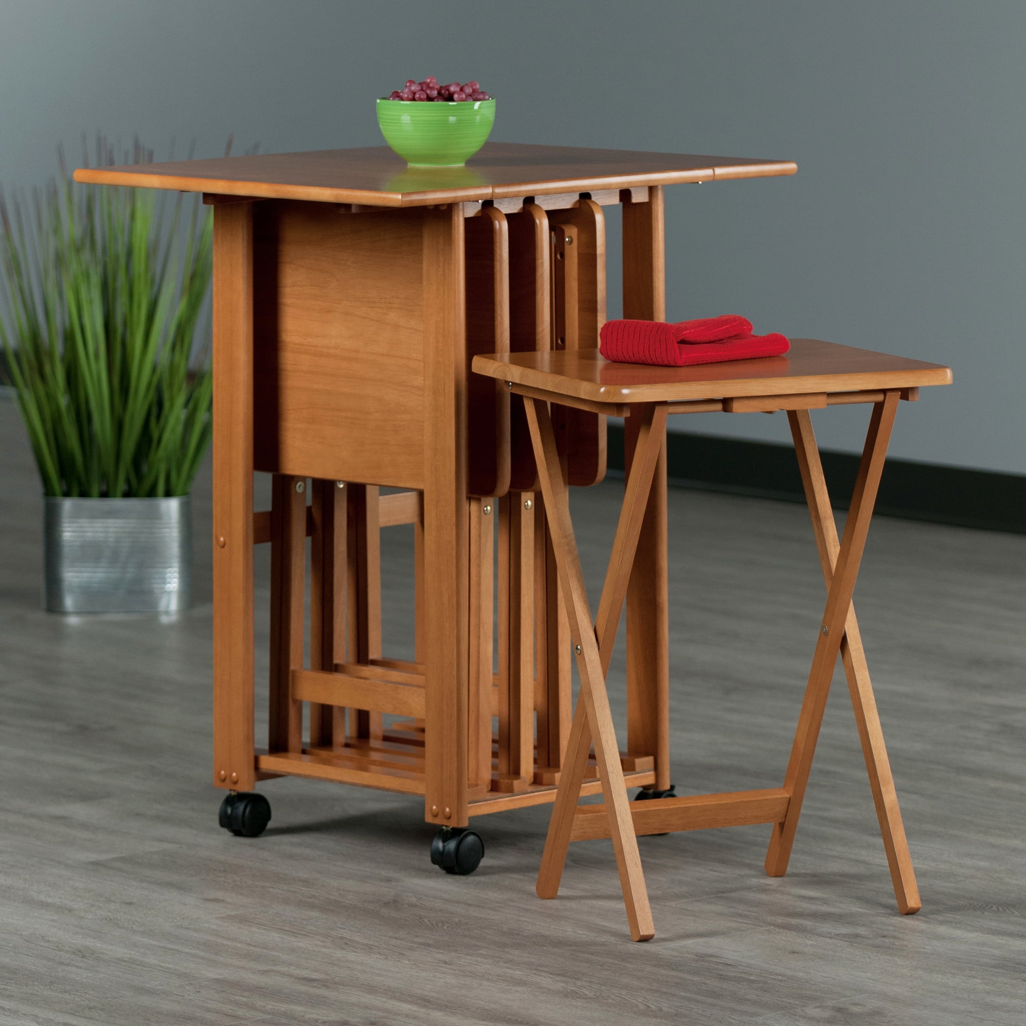 Winsome Wood Sophia 5-Pc Snack Table Set, Teak Finish - Image 4