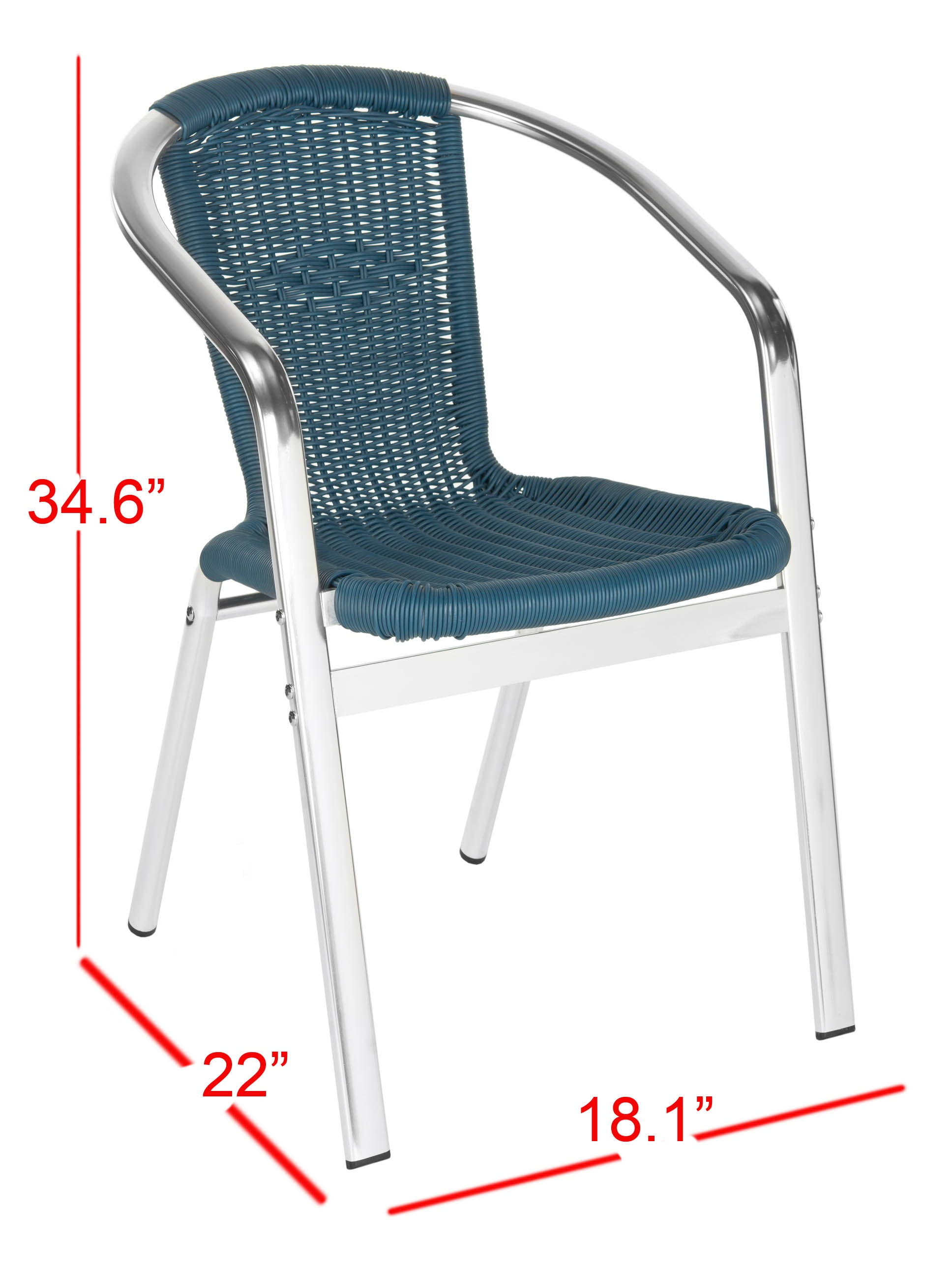 SAFAVIEH Wrangell Outdoor Patio Stacking Arm Chair,Teal, Set of 2 - Image 4