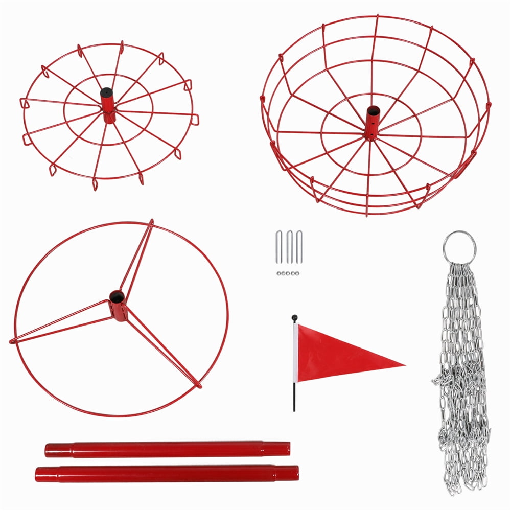 Alden Design 12-Chain Portable Disc Golf Basket Metal Flying Disc Golf Target, Red - Image 10
