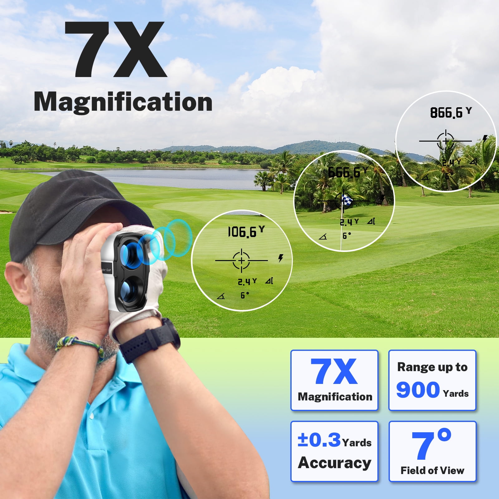 BTMWAY Laser Golf Rangefinder 900 Yards | 7X Magnification with Slope Switch, X9 PRO - Image 8