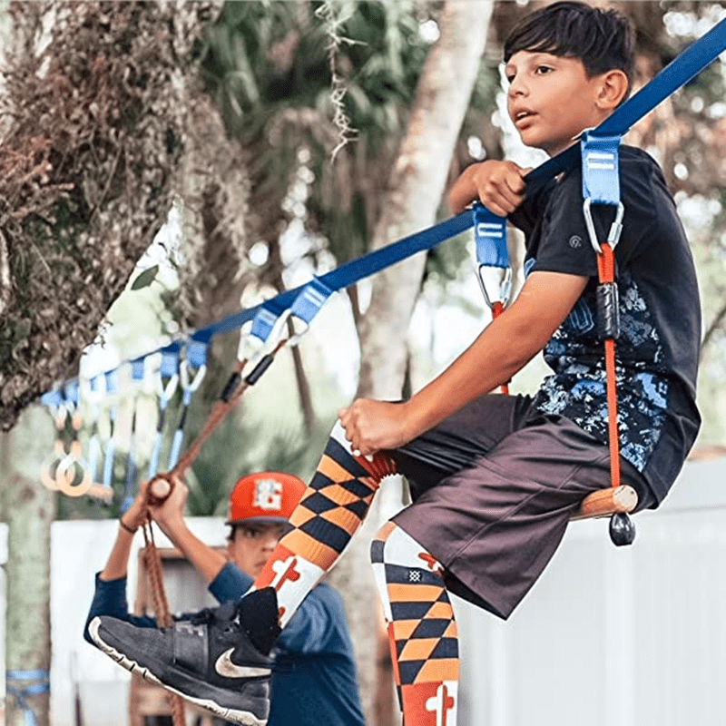 Obstacle Course for Kids, Gentle Booms Backyard Outdoor Playground Sets for Kids Ninja Warrior Obstacle Course Slackline with Climbing Rope Ladder Swing - Image 6