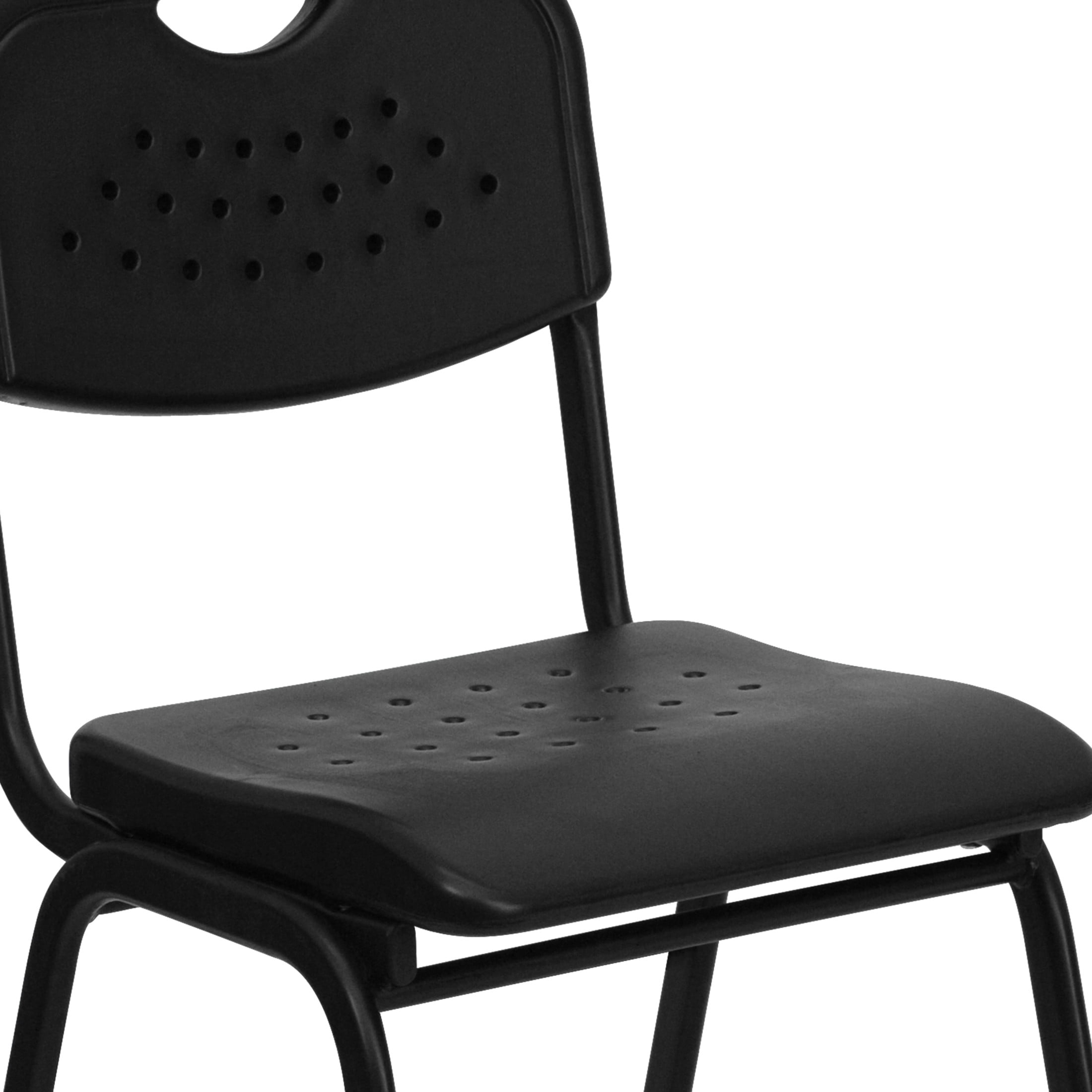 Flash Furniture 5 Pack HERCULES Series 880 lb. Capacity Black Plastic Stack Chair with Open Back and Black Frame - Image 6