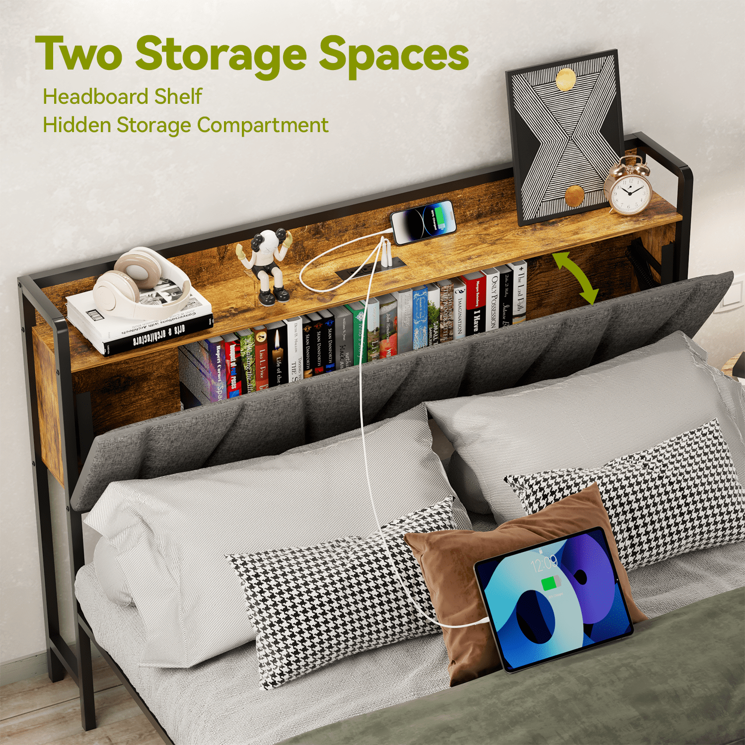 Behost Platform Beds,Queen Bed Frame with Fabric Upholstered Headboard - Image 5