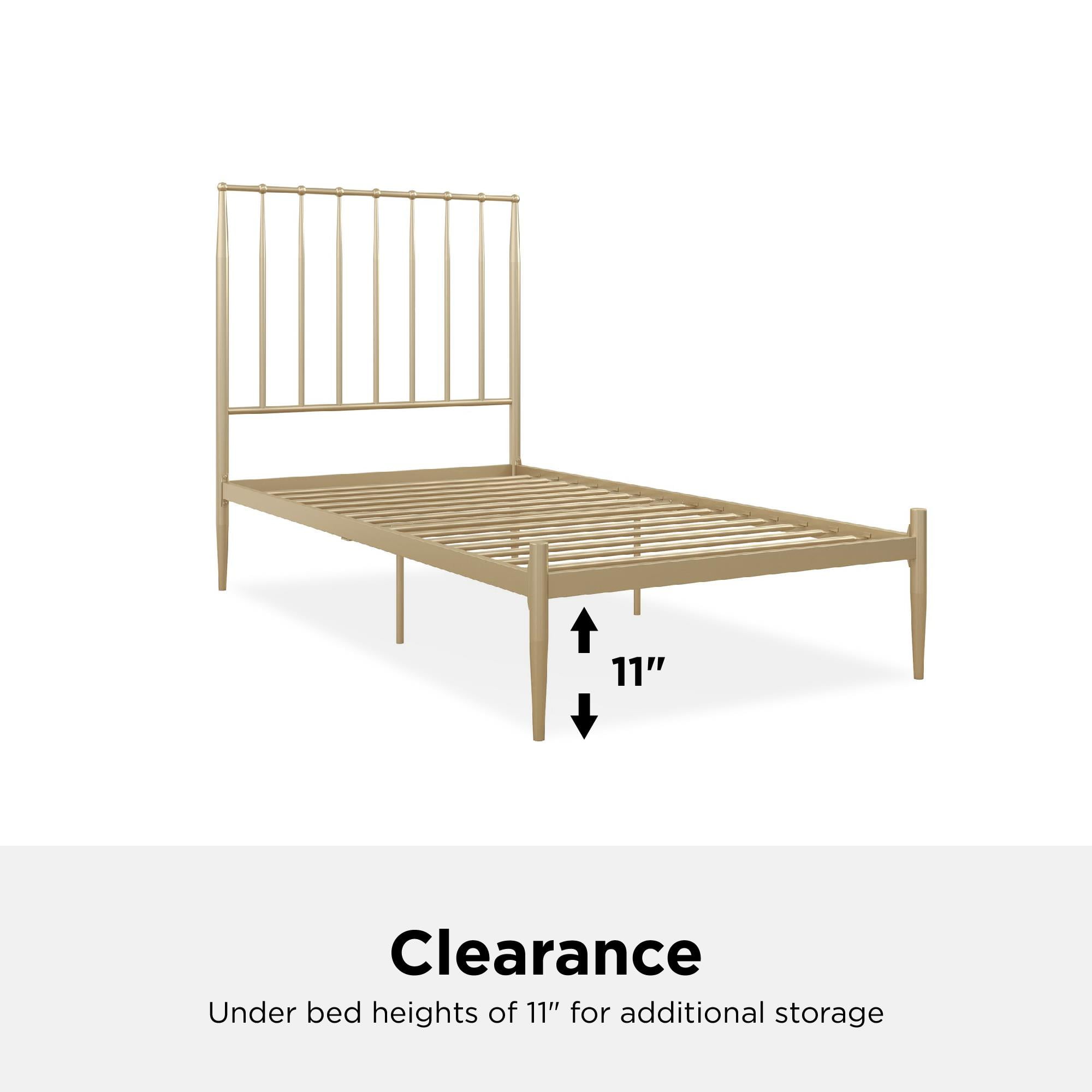 DHP Giulia Metal Platform Bed with Headboard and Underbed Storage Space, Twin, Gold - Image 10