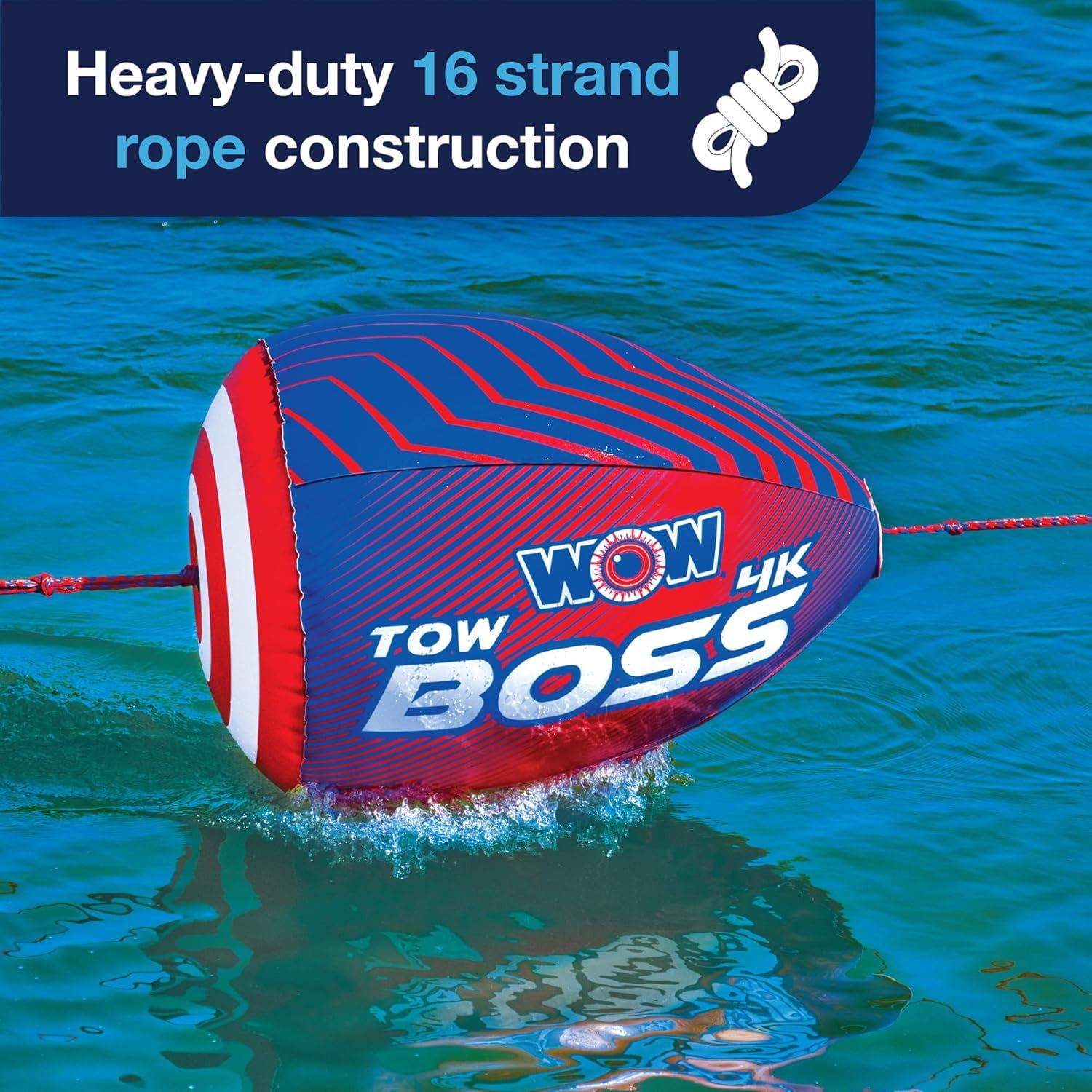 WOW Sports Tow Boss 4K 60' Towable Rope for Boating and Watersports - Image 2