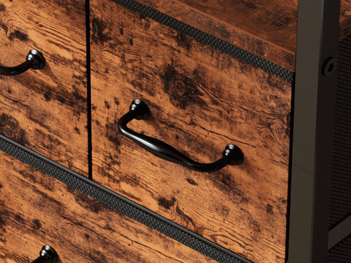 Furologee Vertical Storage Dresser with 5 Drawers & Shelves for Bedroom, Living Room, Nightstand with Charging Station & Led Lights for Adult, Rustic Brown - Image 13