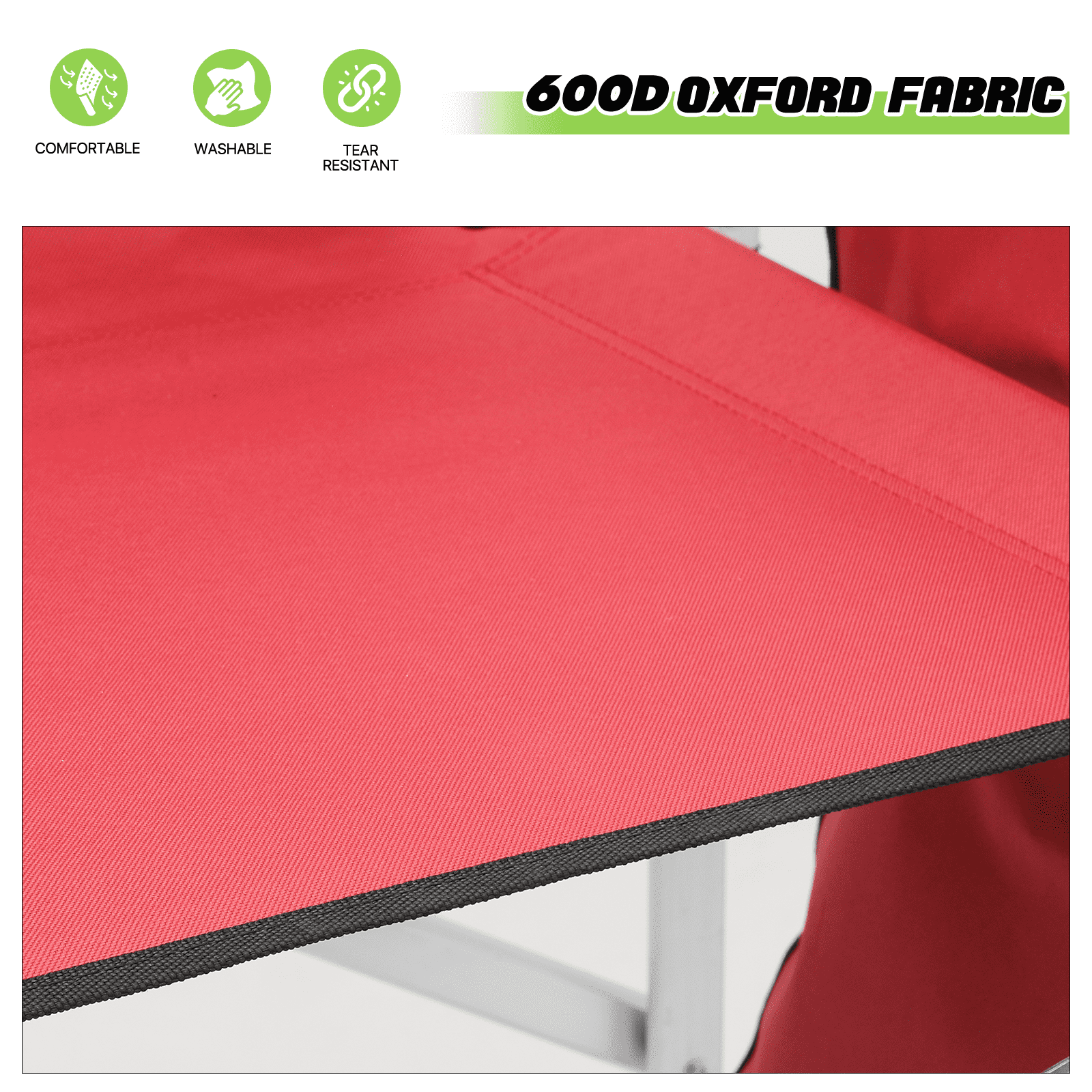 Magshion Folding Camping Director Chair with Side Table & Storage Pocket, for Adult Beach, Fishing Trip Picnic Lawn Concert Outdoor, Red - Image 9