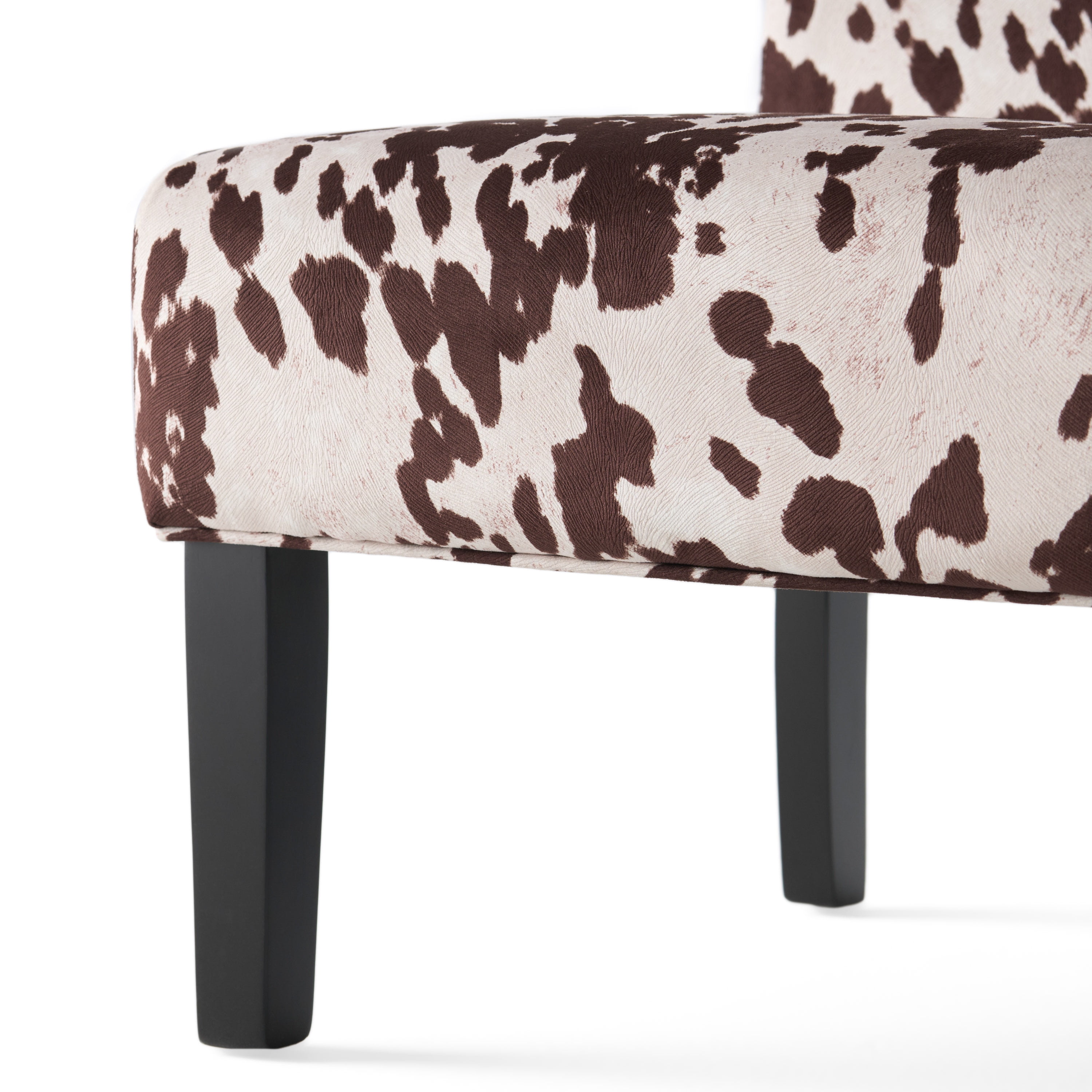 Noble House Cassie Contemporary Fabric Slipper Accent Chair (Set of 2), Cow Print and Matte Black - Image 2
