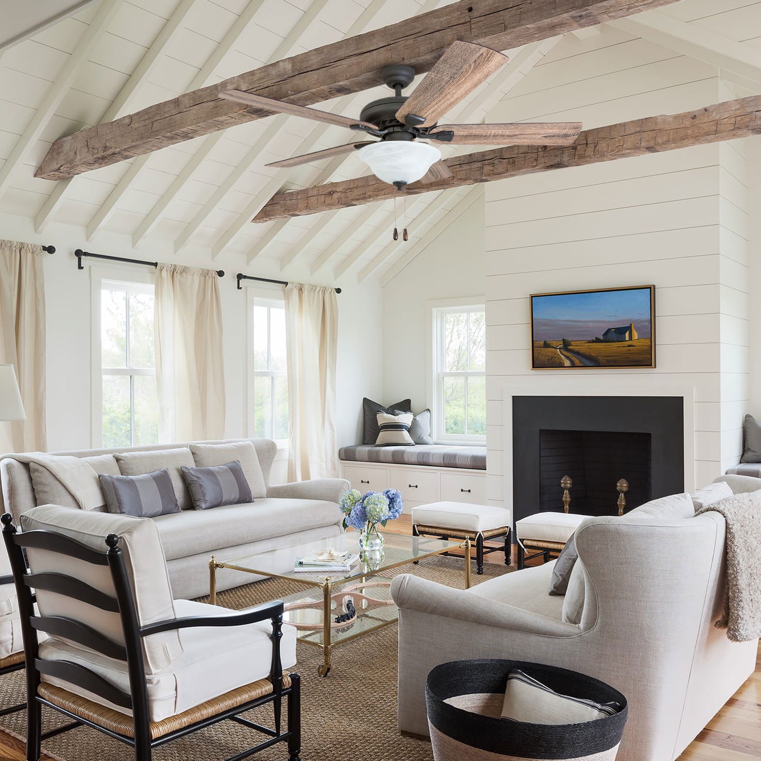 Prominence Home 50764-35 Boulder Ridge Farmhouse 52-Inch Aged Bronze Indoor Ceiling Fan, LED Bowl Light with Barnwood/Tumbleweed Blades and 3 speed remote - Image 5