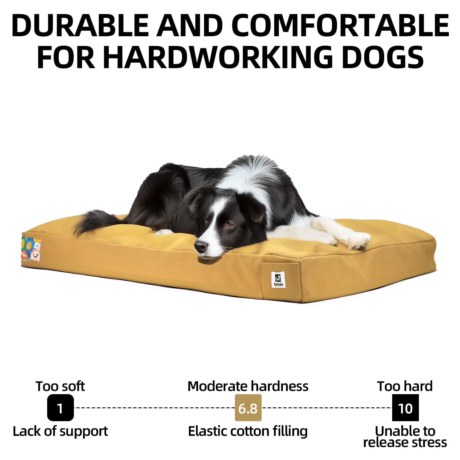 Sytopia 36" Outdoor Dog Bed for Medium & Large Sized Dogs, Waterproof Canvas Dog Bed With Washable Removable Cover, Large Dog Beds Up to 55 Lbs - YELLOW - Image 11