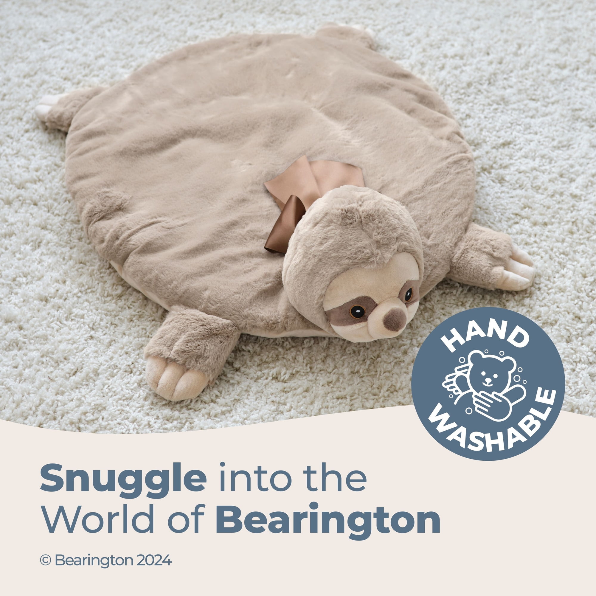 Bearington Baby Lil’ Speedster Tummy Time Mat, 30 x 30 Inch Sloth Plush Stuffed Animal Blanket, Sloth Baby Décor, For Ages 0-3 - Image 5