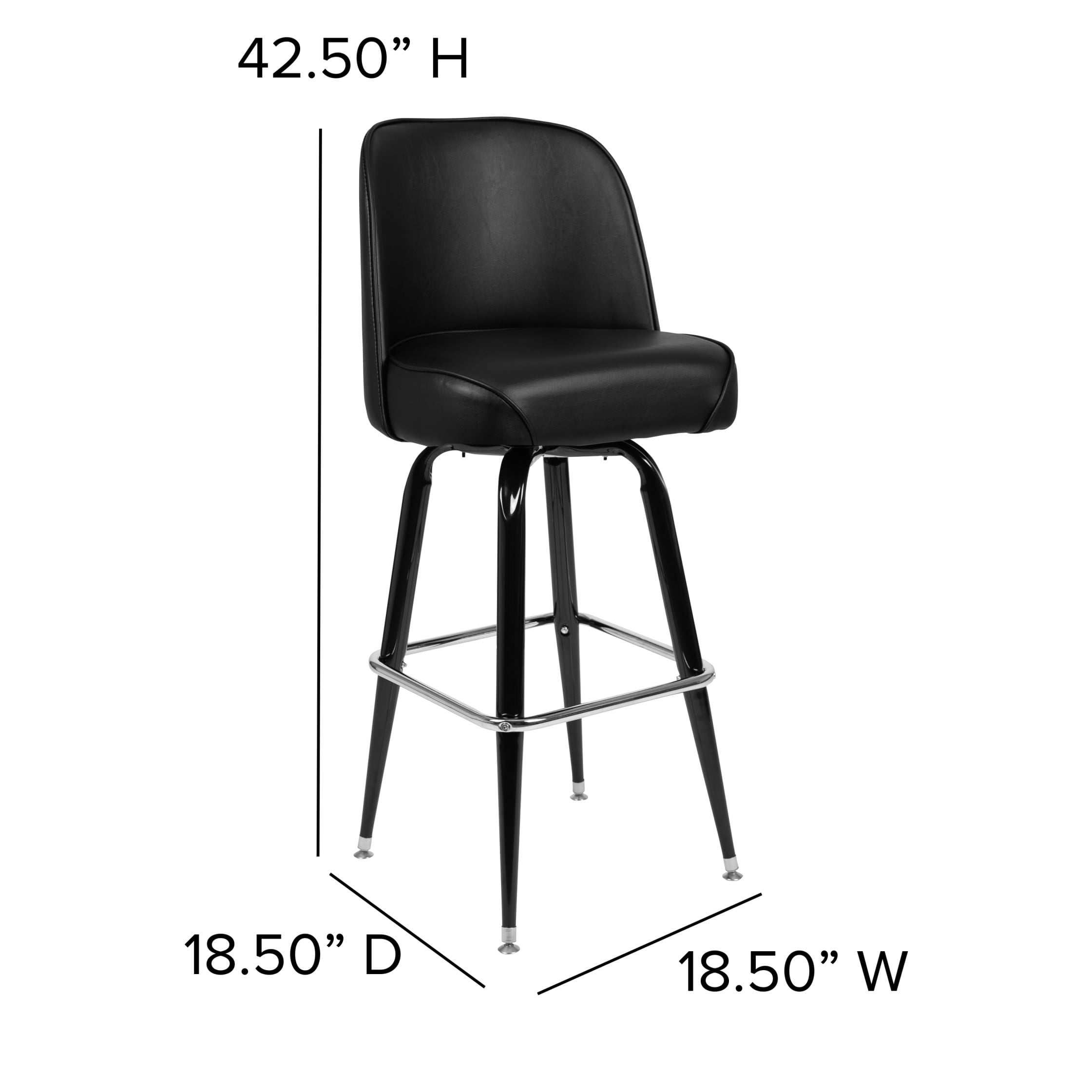 Flash Furniture James Vinyl Upholstered Modern Metal Swivel Barstool, Black - Image 4