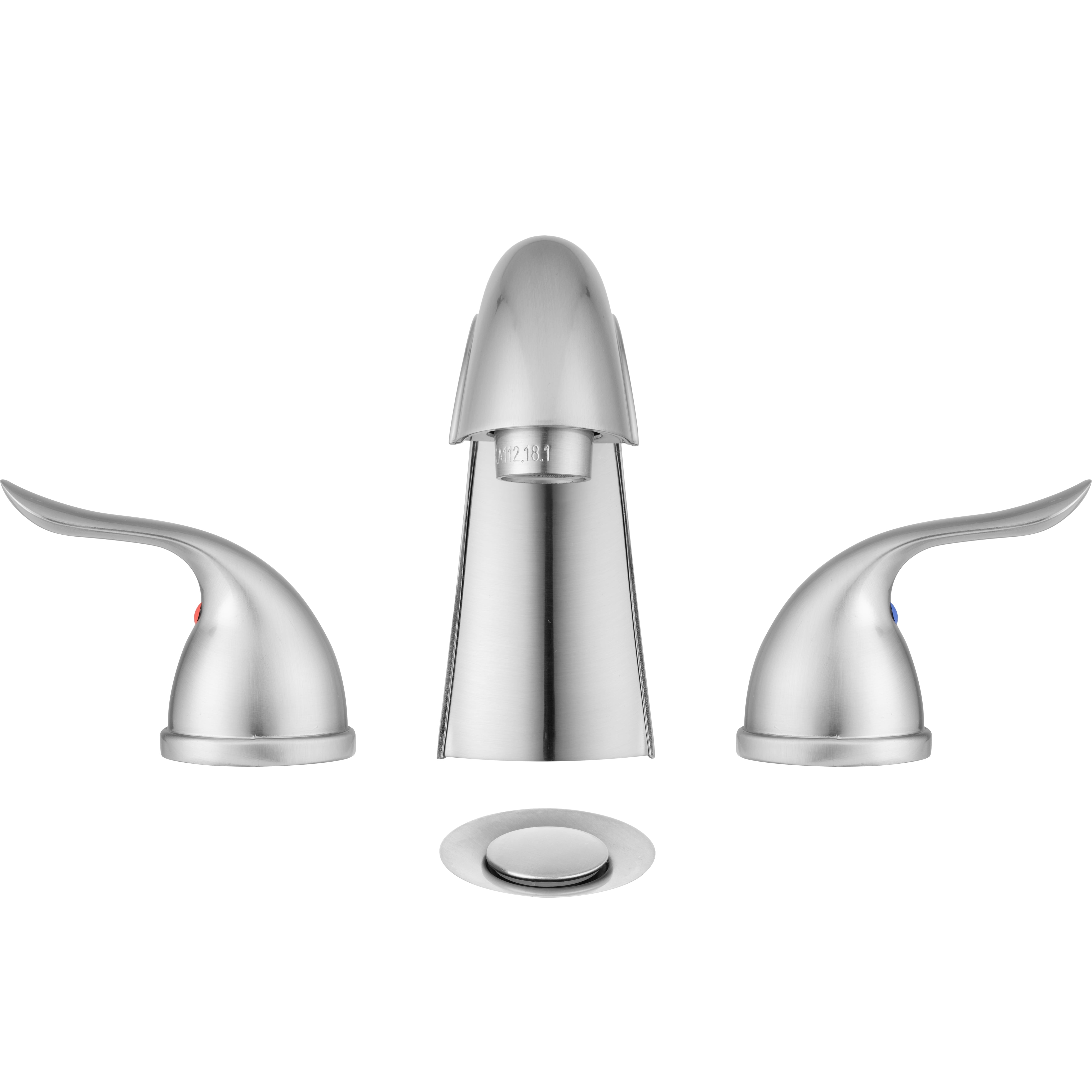 Treviso Widespread Bathroom Faucet with Pop-up by Pacific Bay (Satin Nickel) - Features Classic Easy Turn Winged Levers and Easy Installation - Image 3