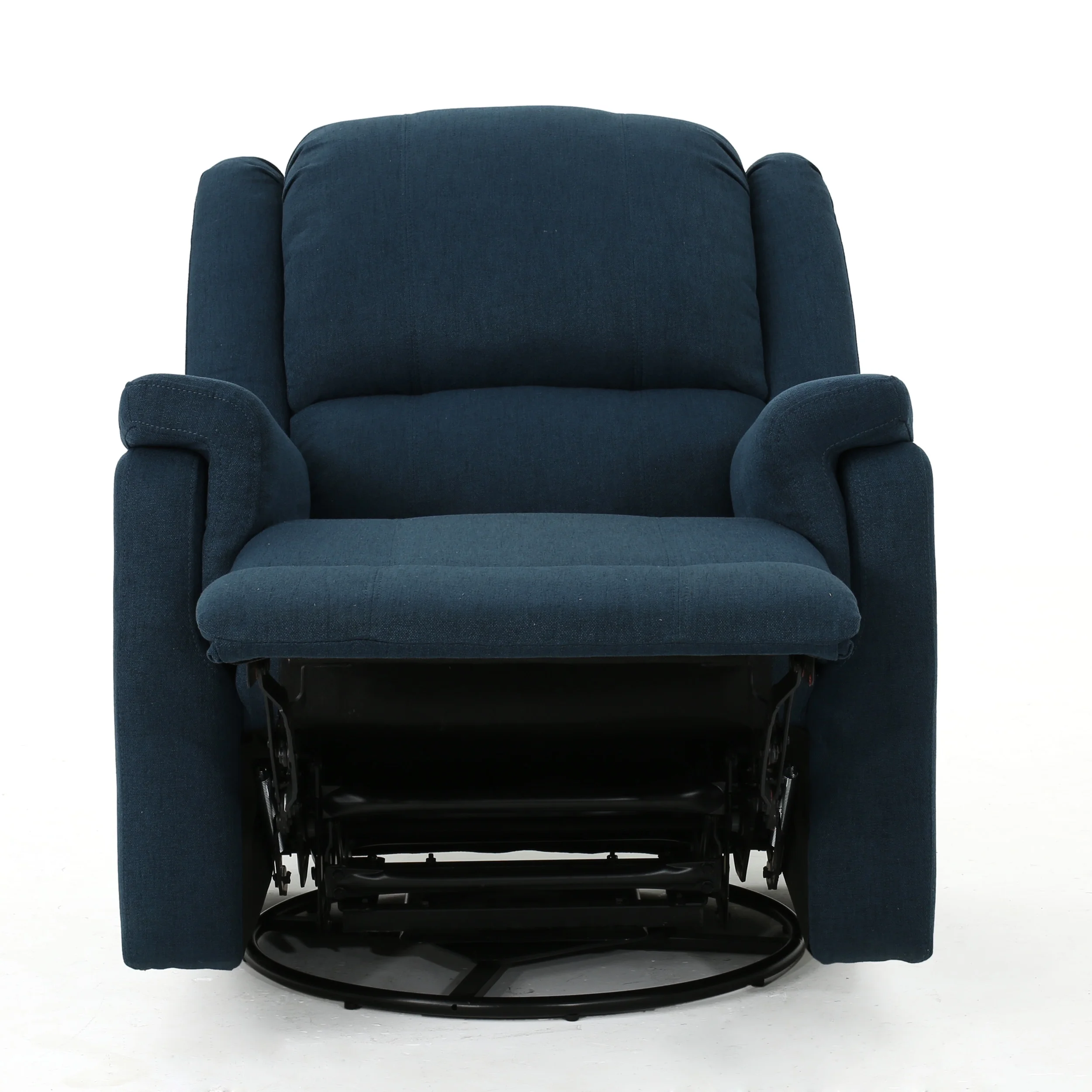 Noble House Pete Standard Fabric Tufted Swivel Glider Recliner, Navy Blue - Image 7