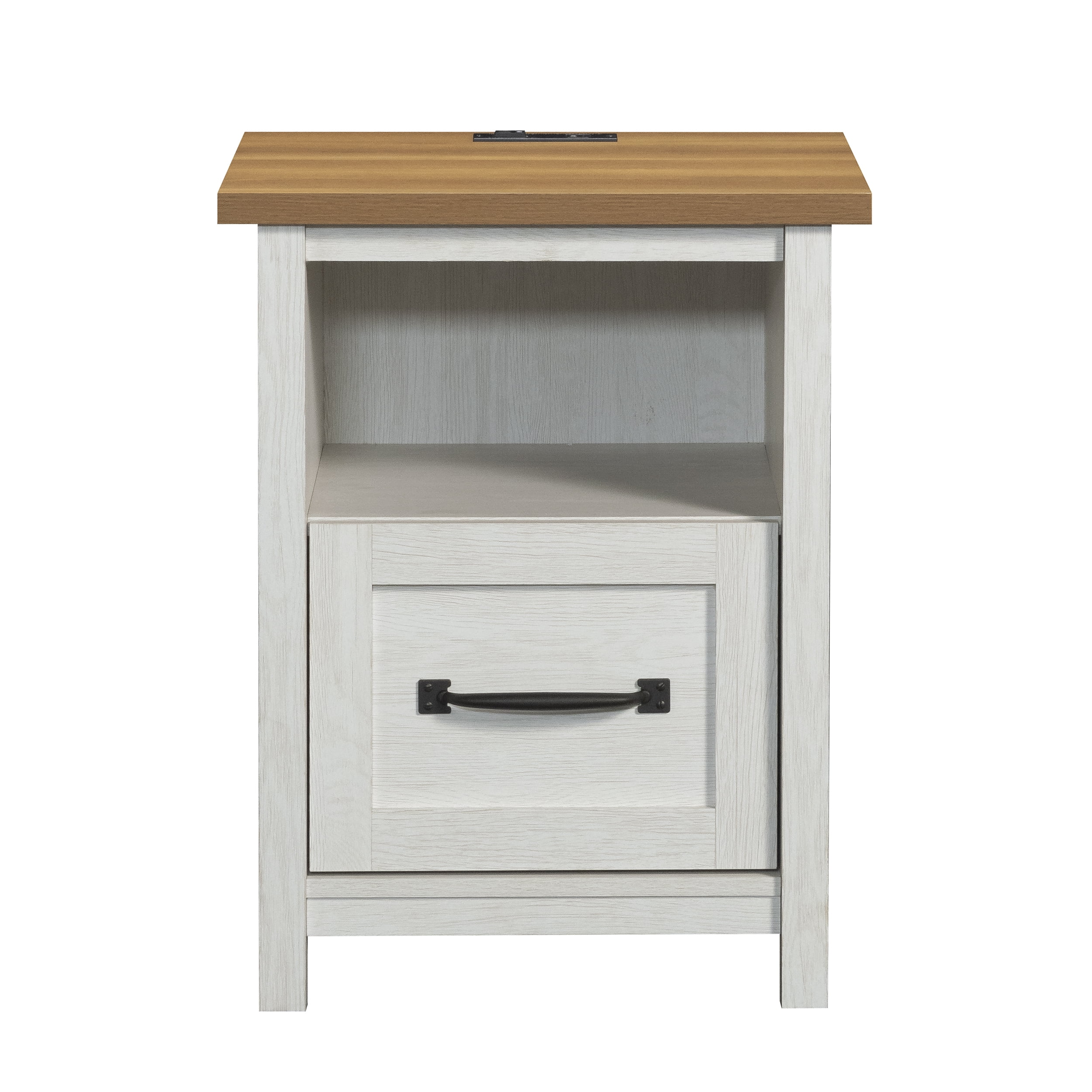 Better Homes & Gardens Modern Farmhouse Nightstand with USB, Alabaster and Light Honey Finish - Image 10