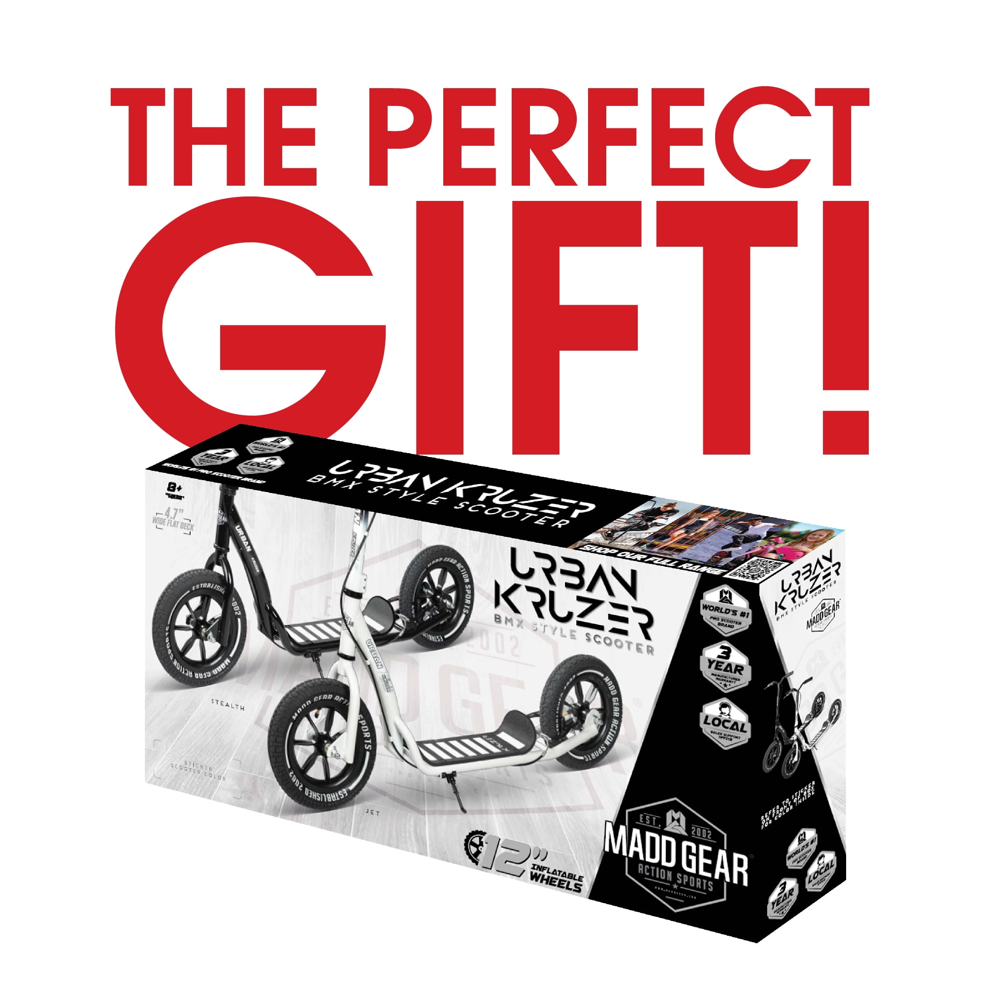 Madd Gear Urban Glide Commuter Scooter - White / Black - Image 3