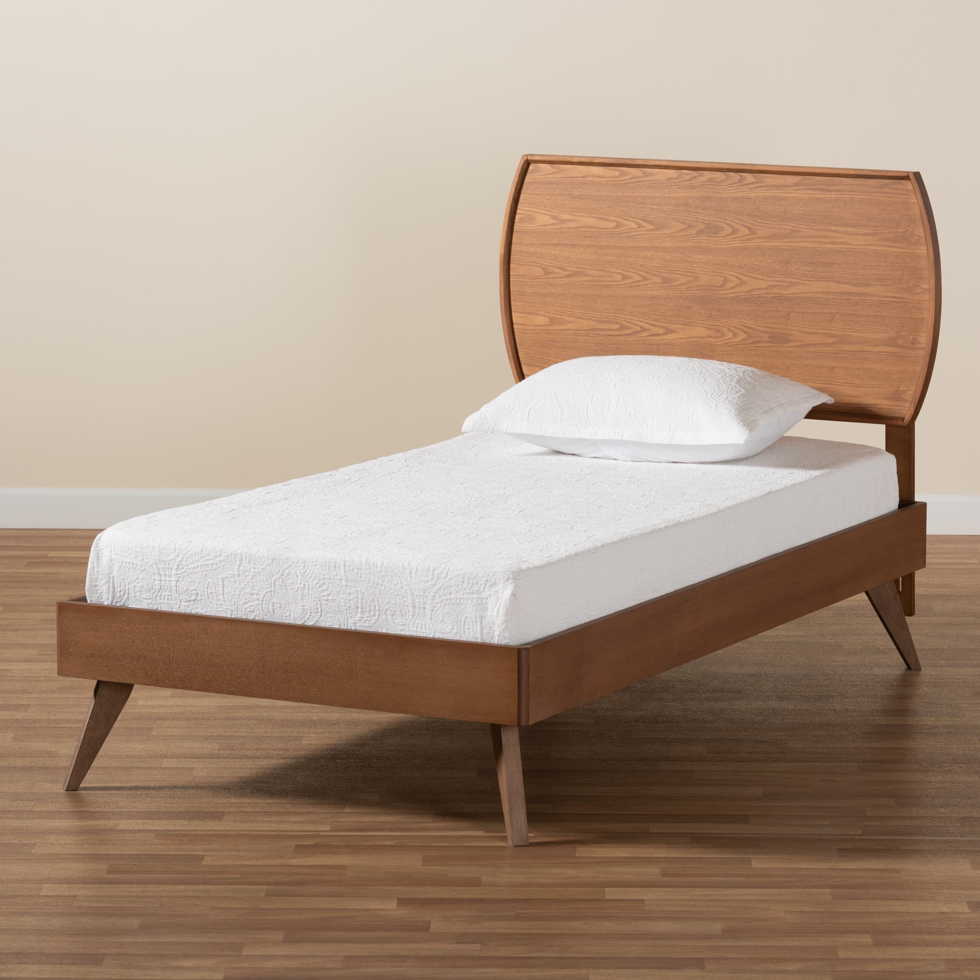 Baxton Studio Aimi Mid-Century Engineered Wood Platform Bed, Twin, Walnut Brown - Image 9