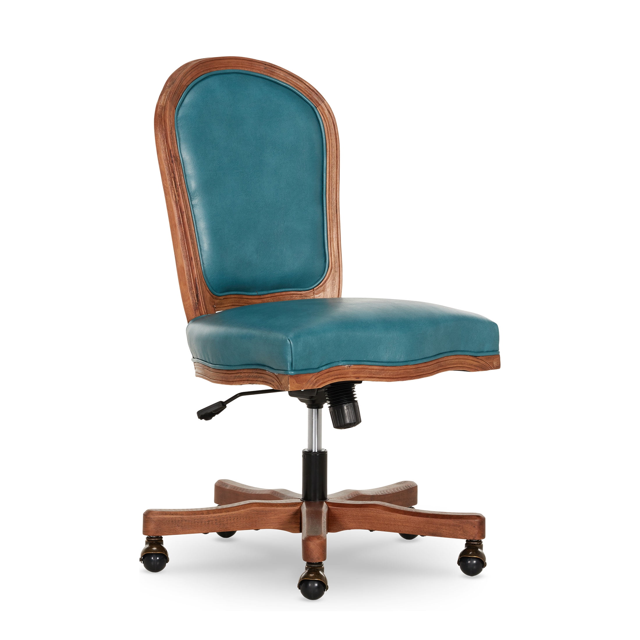 The Pioneer Woman Harper Wood Trim Office Chair, Turquoise Faux Leather - Image 12