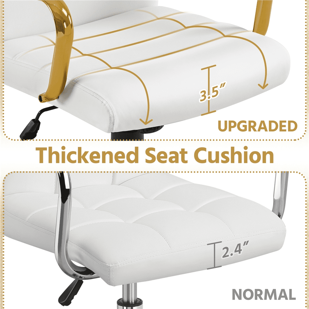 Alden Designs Mid-Back Executive Swivel Office Chair with Metal Frame and Arms, White - Image 8