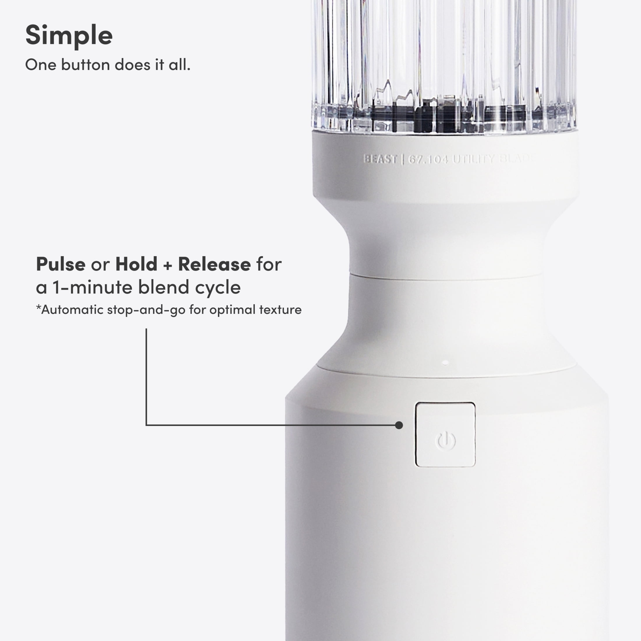 The Beast Mini® Blender | Personal Countertop Blender for Smoothies, Shakes, Food Prep, Frozen Fruits & Veggies, Sauces & Dips | Portable Bottle, Straw Cap and Straws | 600W Motor (Cloud White) - Image 3