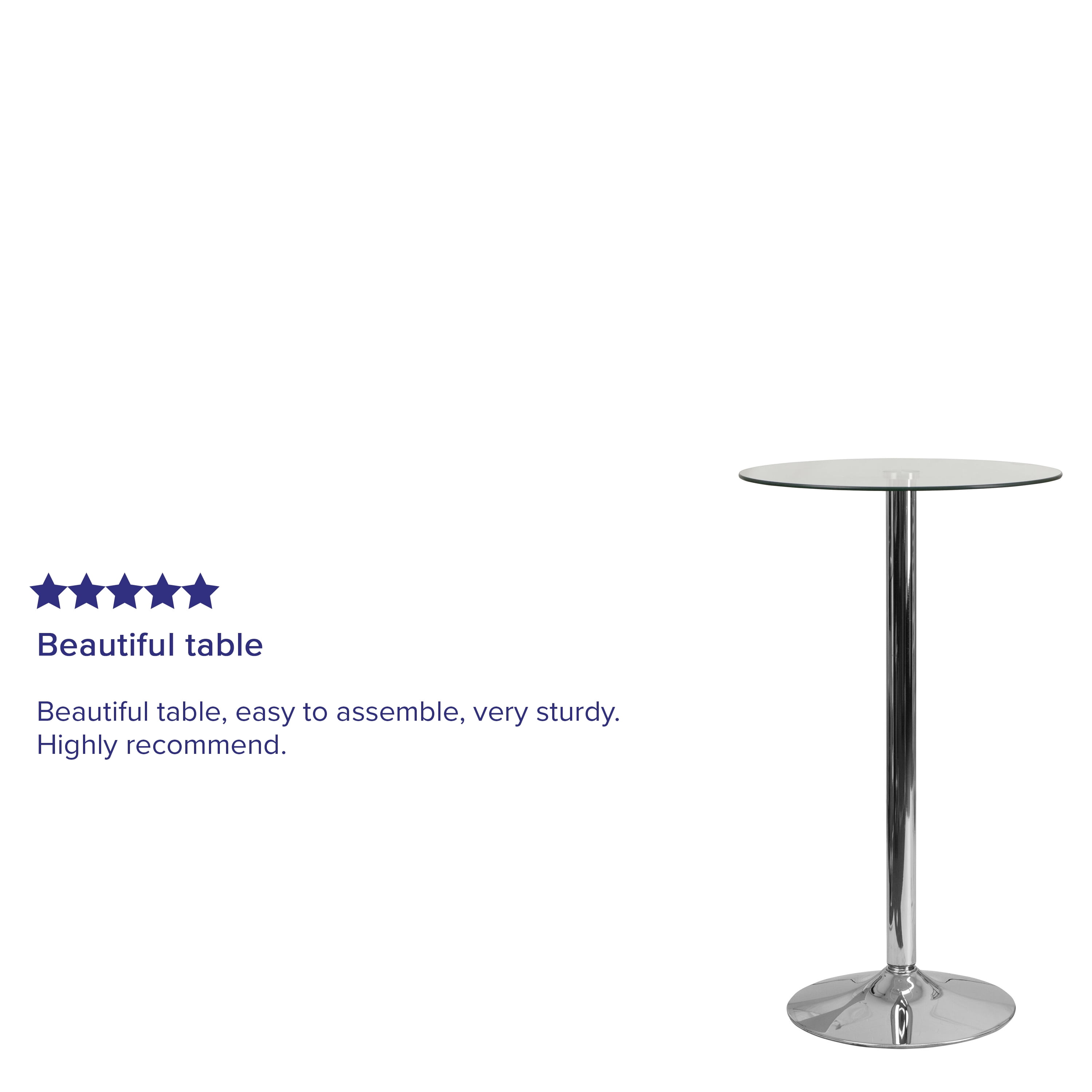 Flash Furniture 23.75'' Round Glass Table with 41.75''H Chrome Base - Image 5