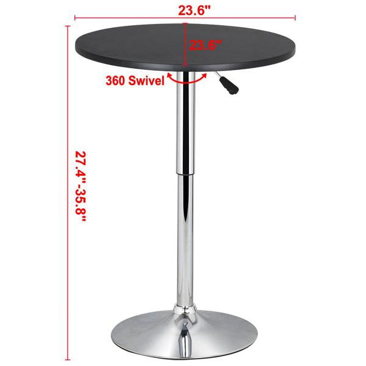 Renwick 27.5"- 36" Adjustable Pub Round Table with 360° Swivel for Bistro Cafe, Black Top - Image 6