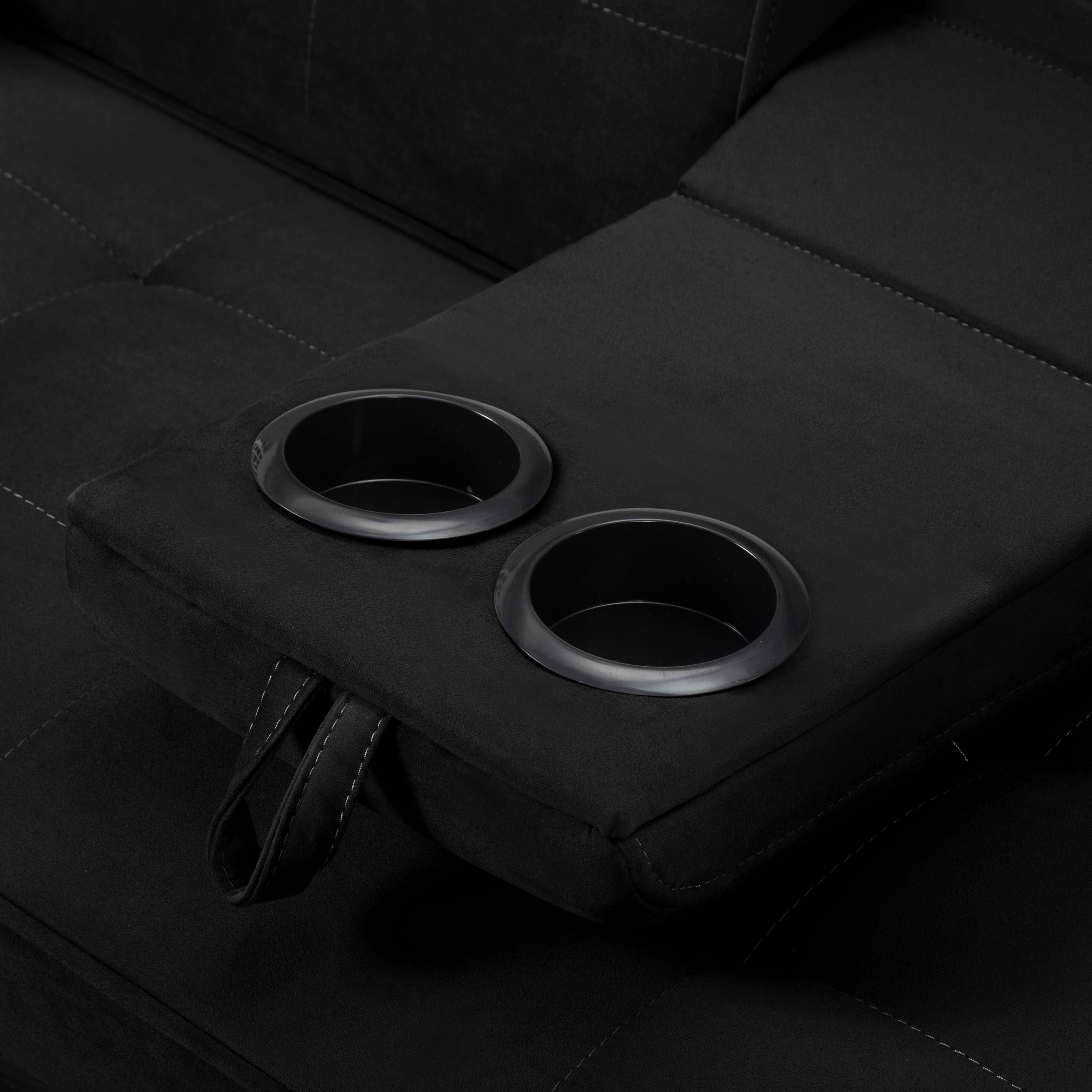 BSHTI Twin Size Futon Sleeper Sofa Bed,Velvet Upholstery,3 Angles for Adjusting Backrest,with 2 Cup Holders,Removable Arm,Convertible Sleeper Sofa(Black) - Image 7