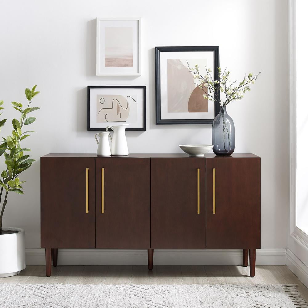 Crosley Furniture Everett 2 Large Cabinets Modern Wood Sideboard in Mahogany - Image 8