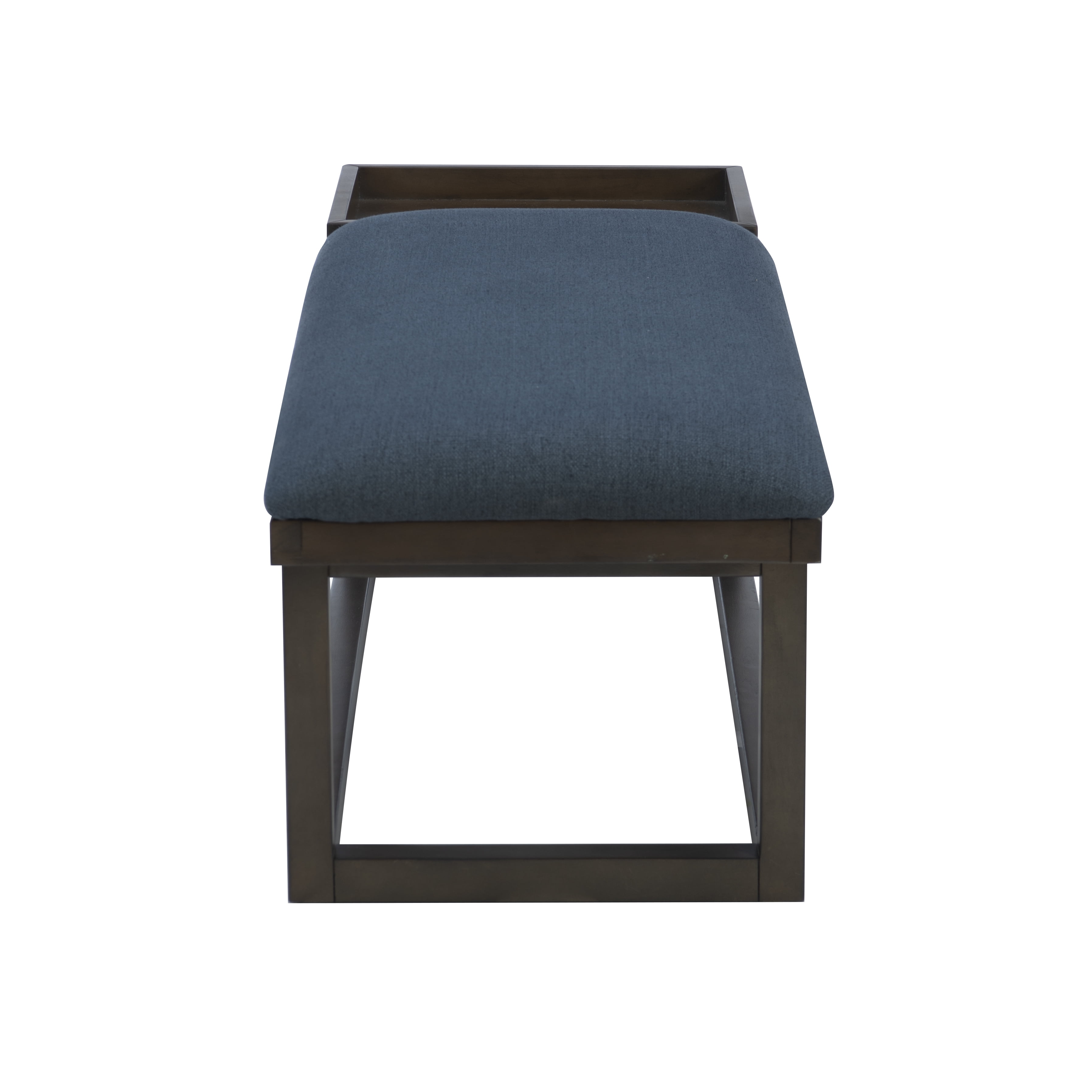 Powell Mickle Upholstered Bench with Built-In Tray, Brown/Navy - Image 8