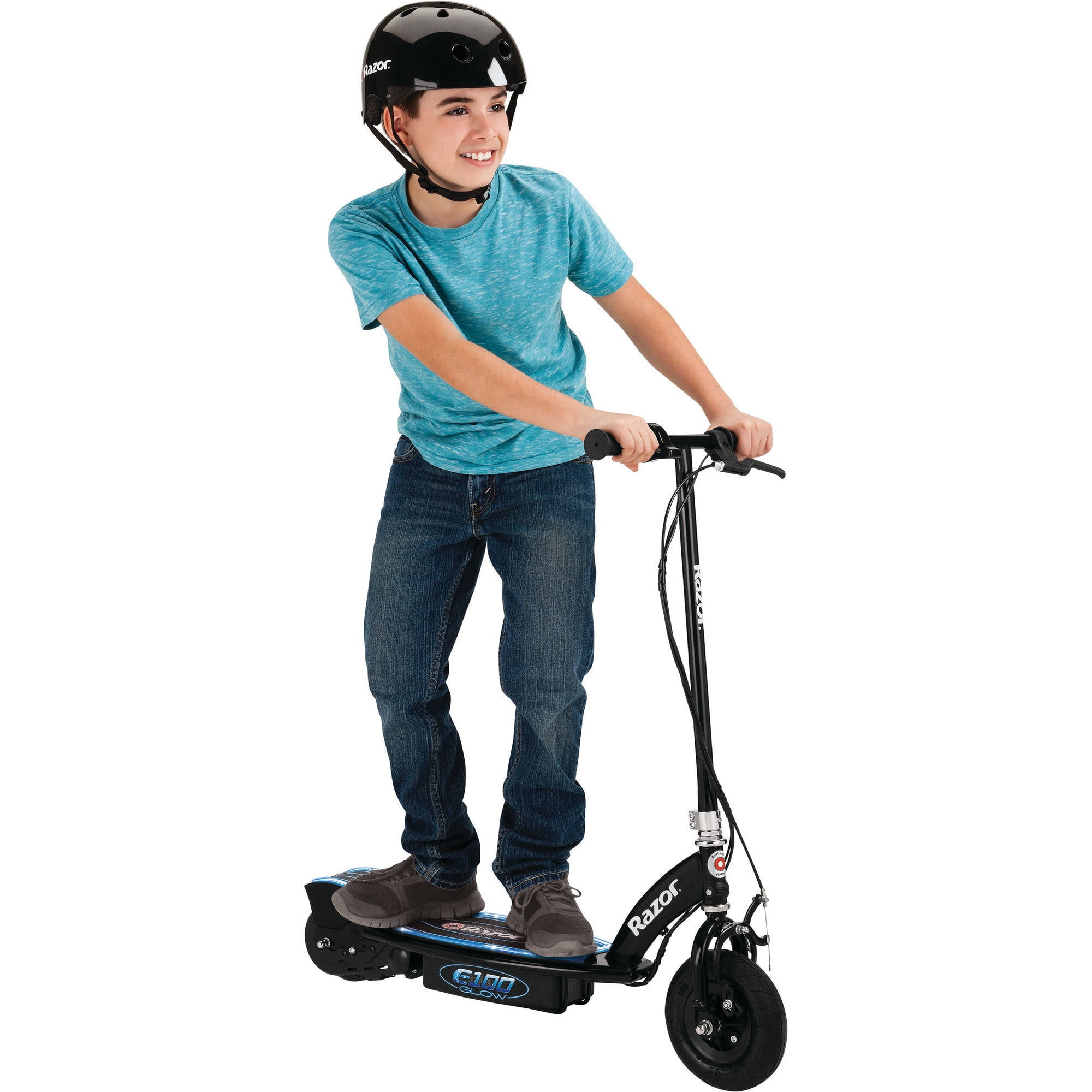 Razor E100 Glow Electric Scooter for Kids Age 8+, LED Light-Up Deck, 8" Air-filled Front Tire - Image 10