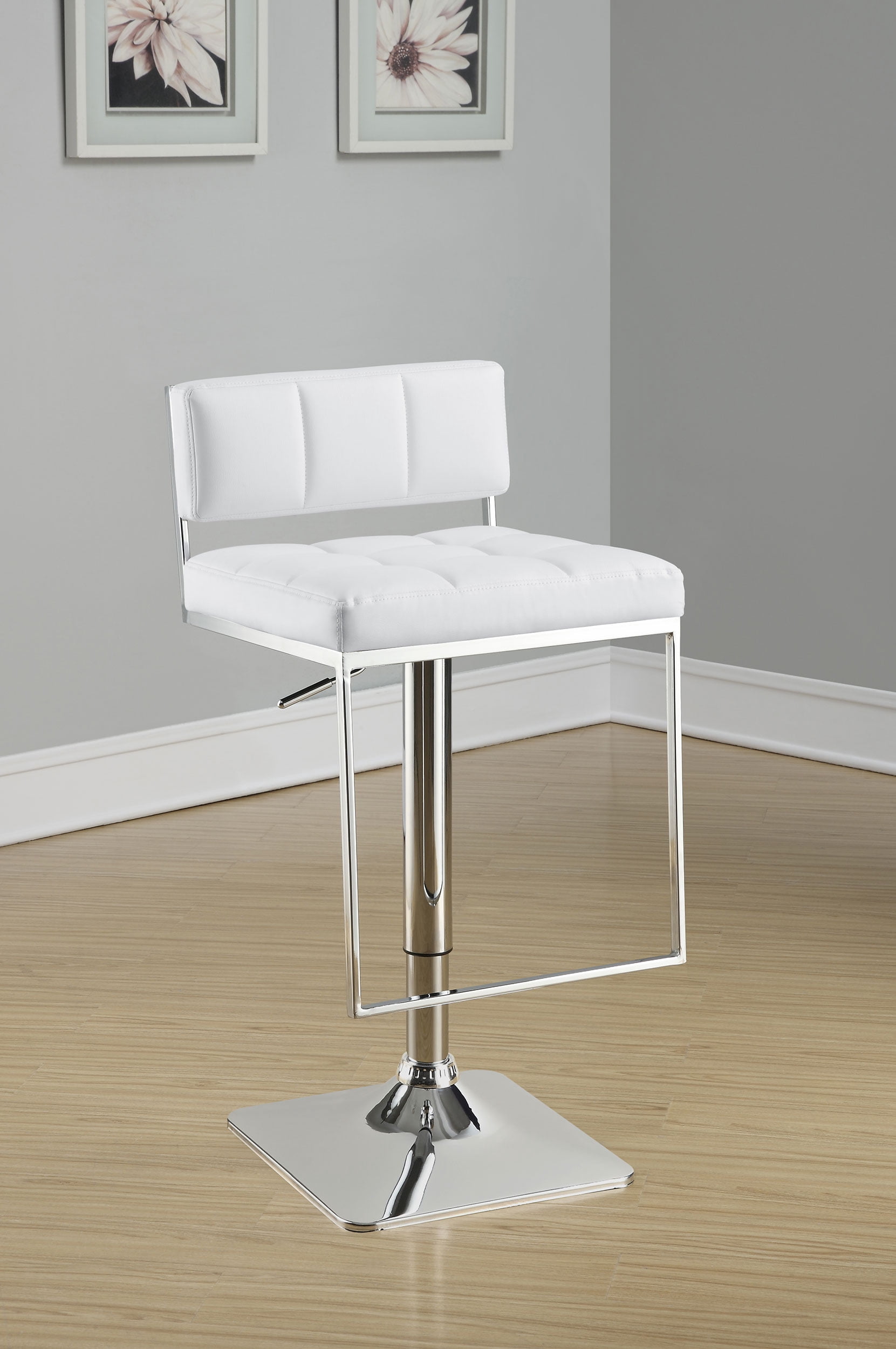 Alameda Adjustable Bar Stool Chrome and White - Image 7