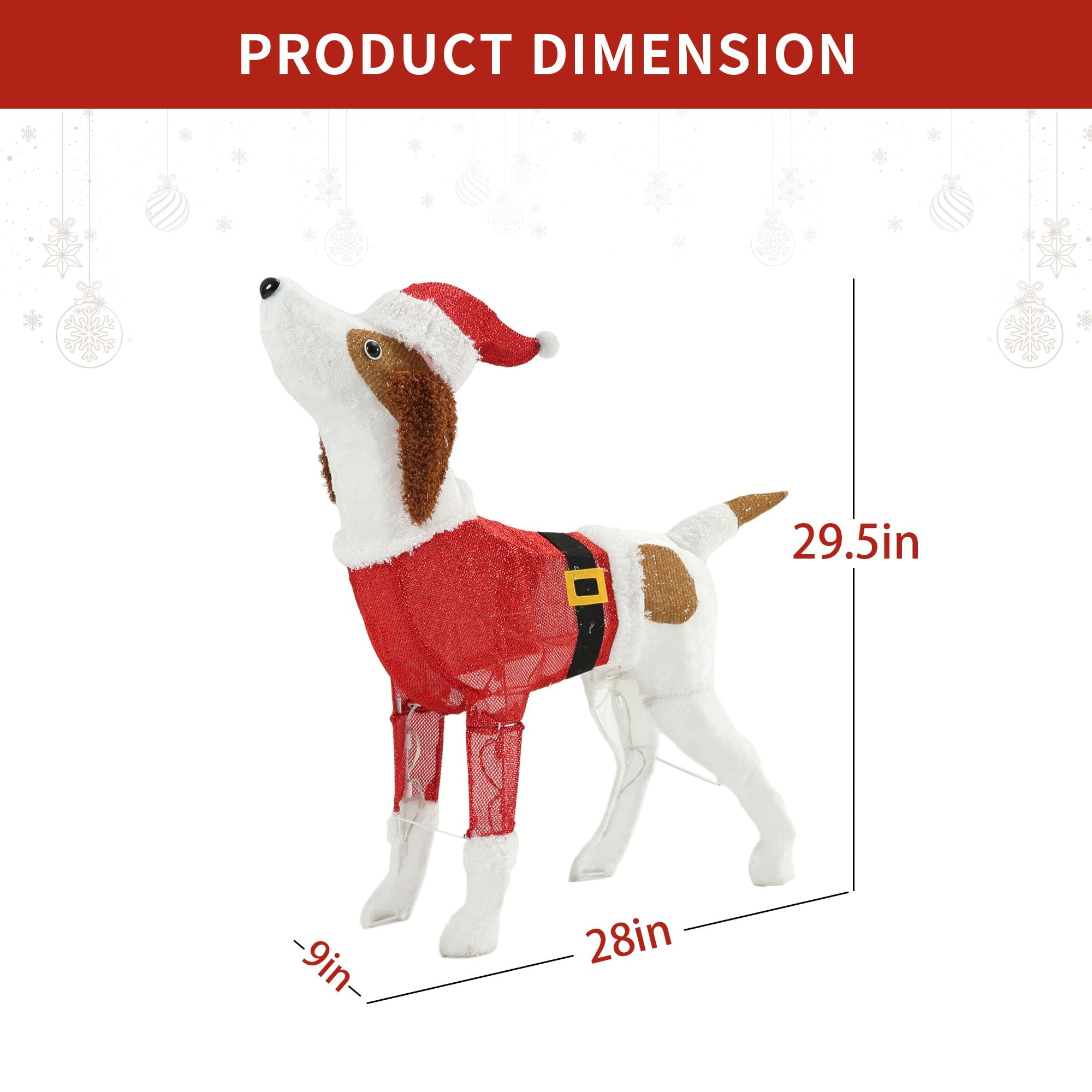 DEORAB 29.5IN Outdoor Christmas Dog Decoration Outside Lighted Yard Indoor Holiday Decor Garden Decor Lawn,70 Lights - Image 4
