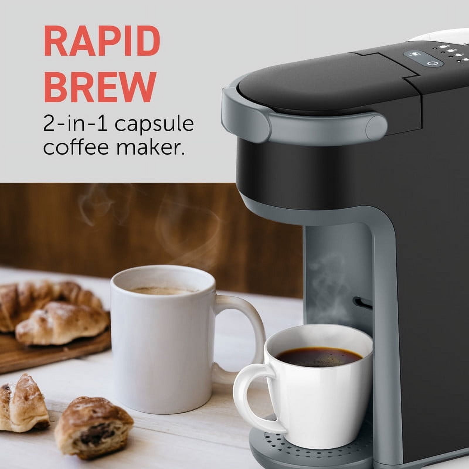 Elite Cuisine EHC352 Rapid Brew Technology 2-in-1 Capsule Coffee Maker - Image 2