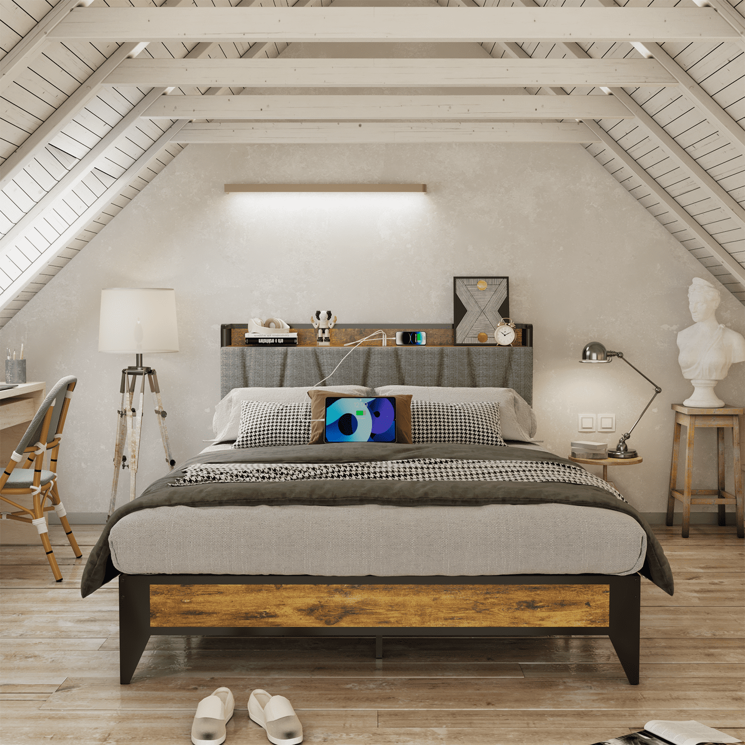 Behost Platform Beds,Queen Bed Frame with Fabric Upholstered Headboard - Image 9