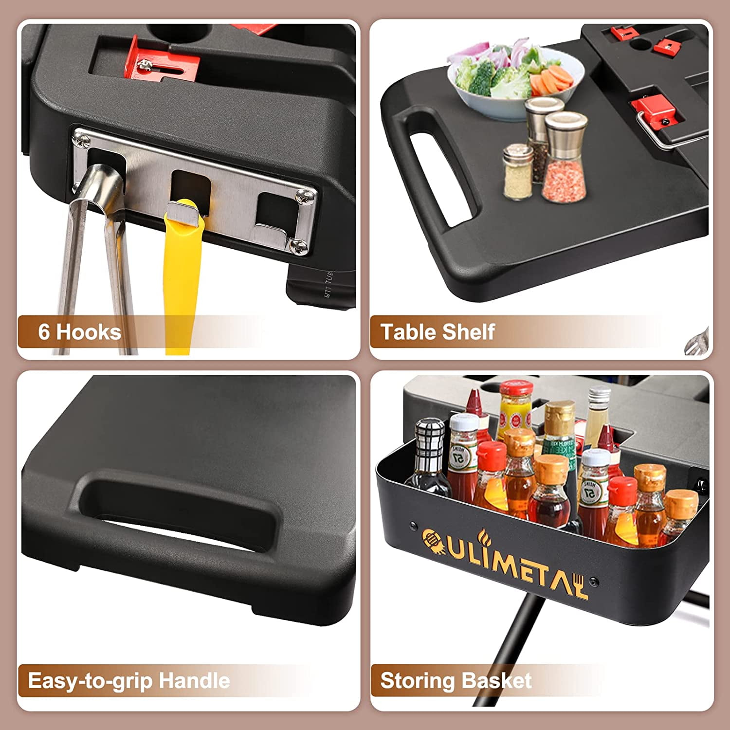 Portable Grill Cart for Weber Q1000, Q2000 Series Gas Grills and Blackstone 17” 22” Table Top Griddles, Portable Griddle Stand - Image 3