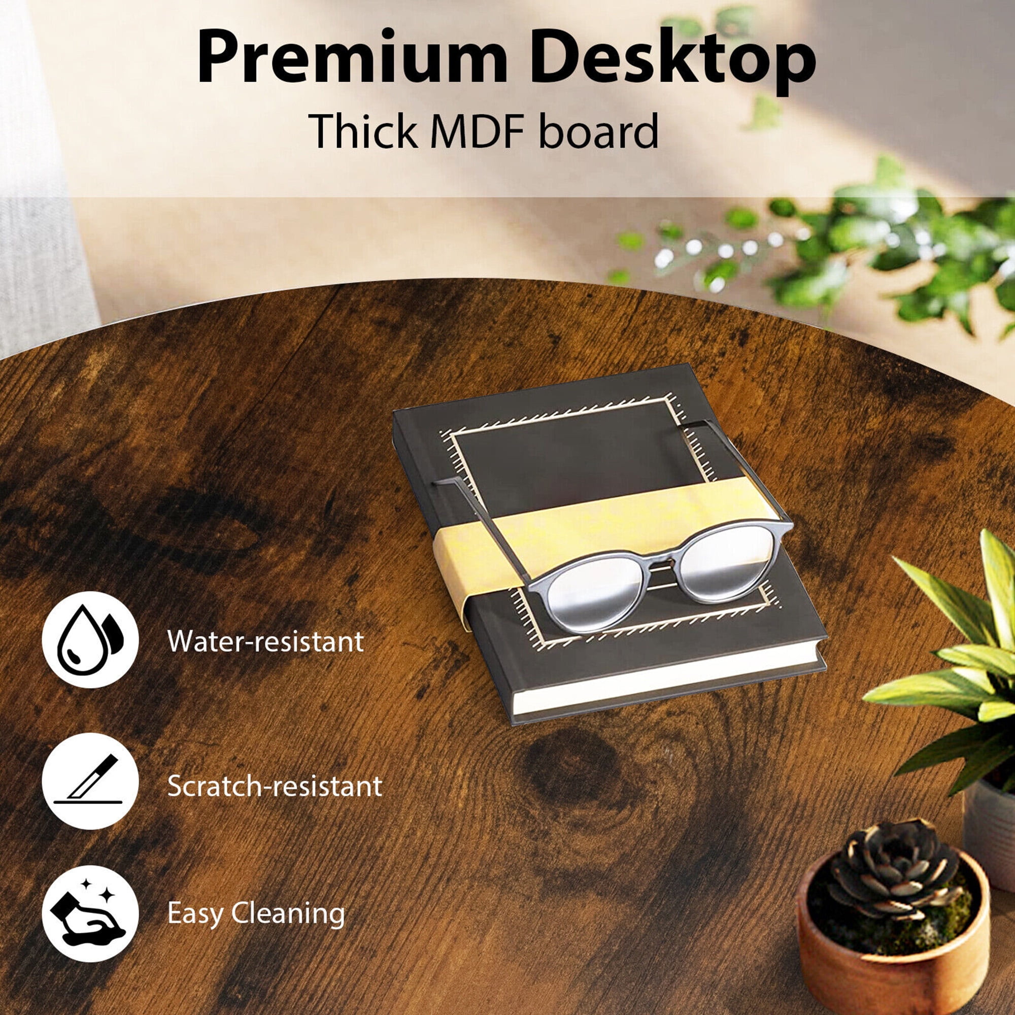 Gymax 2-Tier Sofa End Side Table Nightstand Round Tabletop for Living Room Brown - Image 2