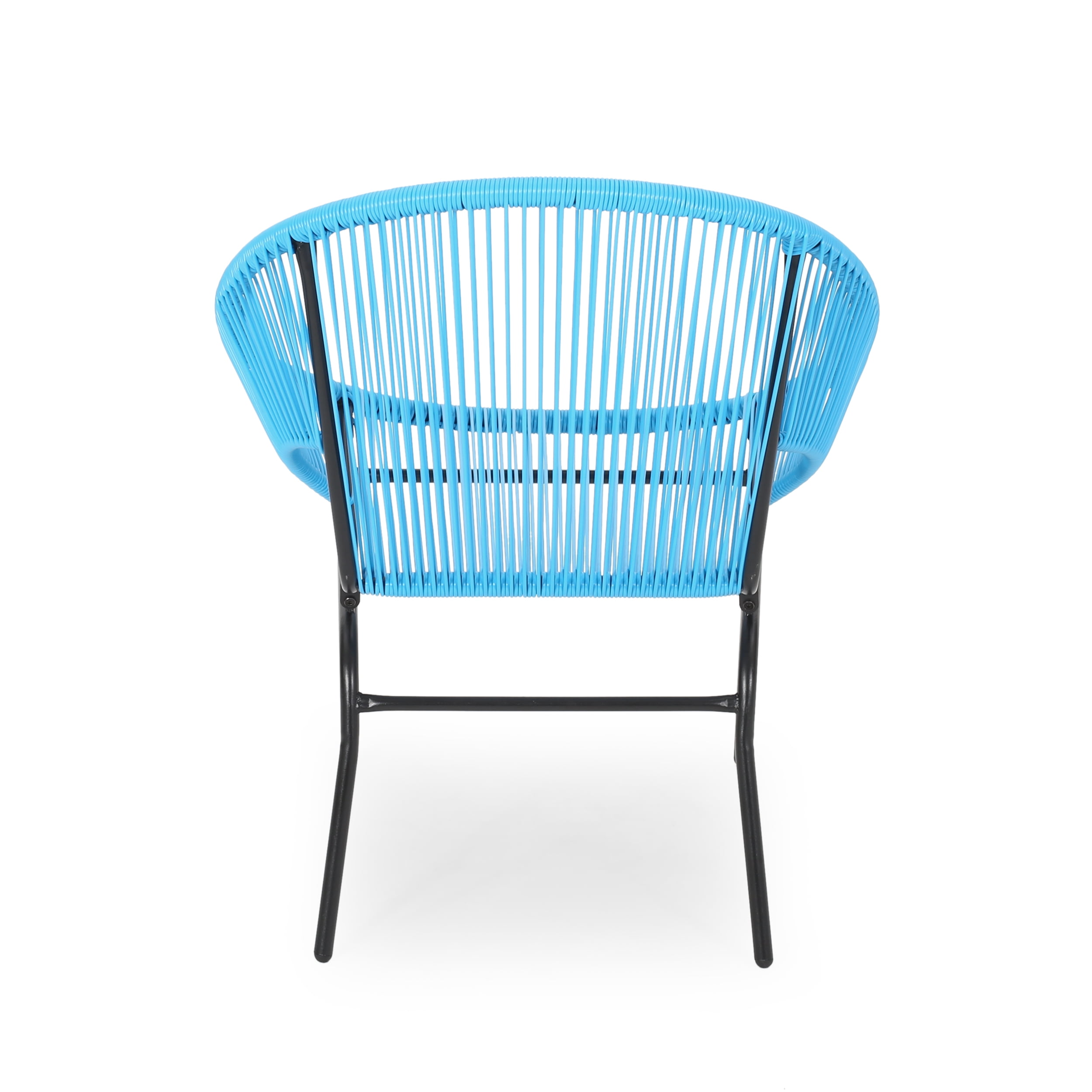Noble House Nusa Faux Rattan and Iron Patio Chair Set in Blue/Black (Set of 2) - Image 7