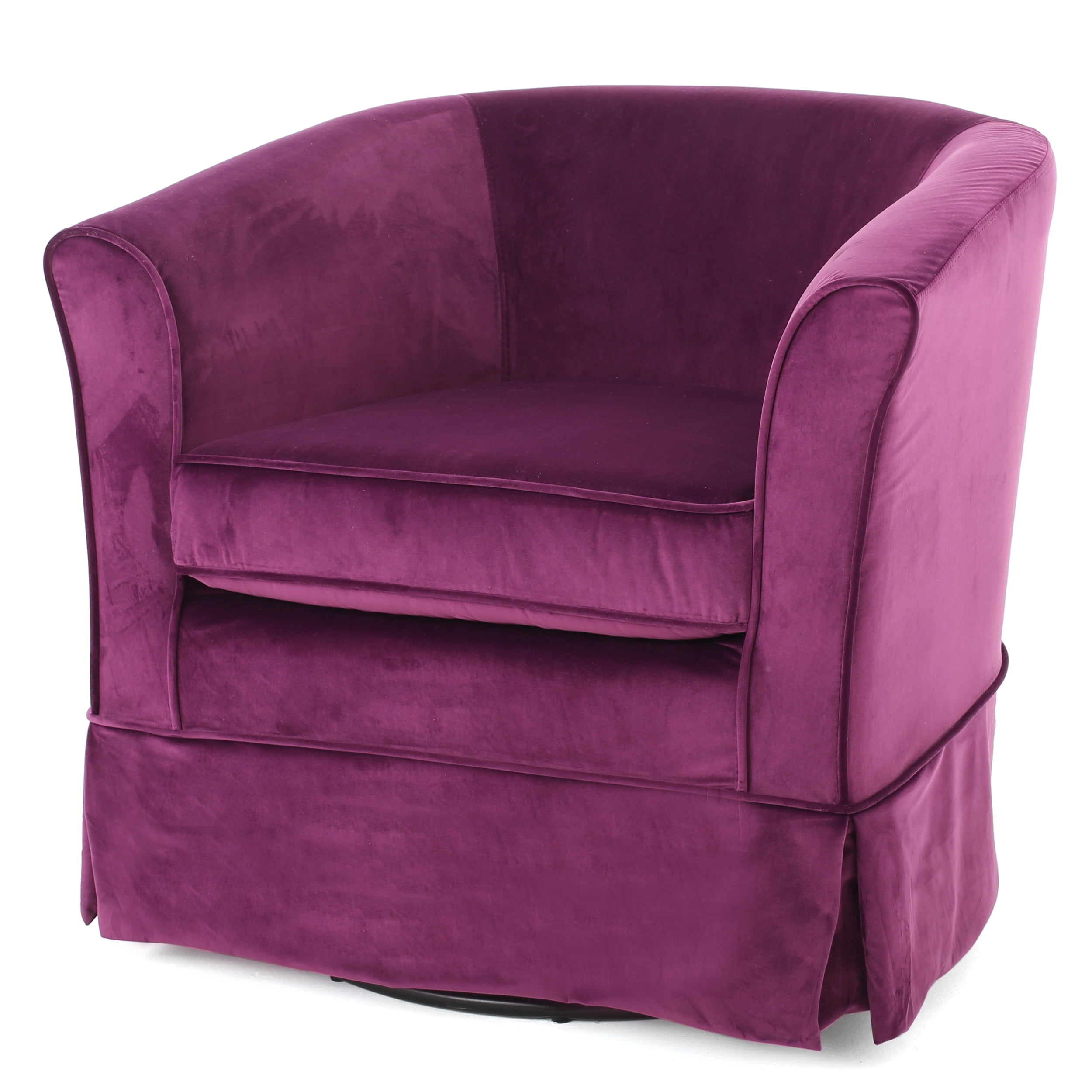 Noble House Celeste Velvet Swivel Chair with Loose Cover, Fushsia(Red) - Image 2