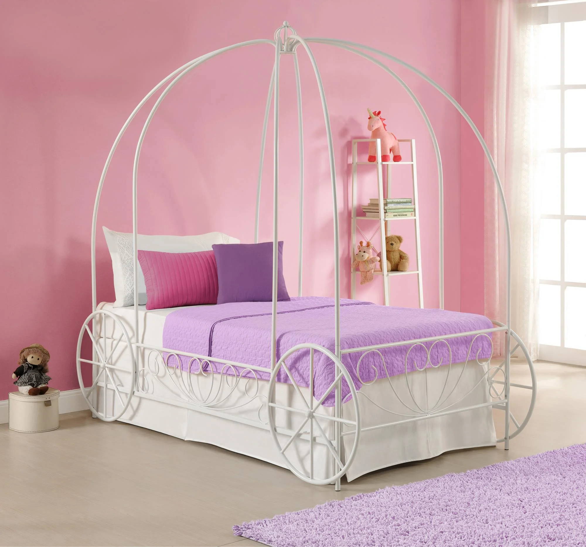 DHP Carriage White Metal Bed, Twin - Image 4