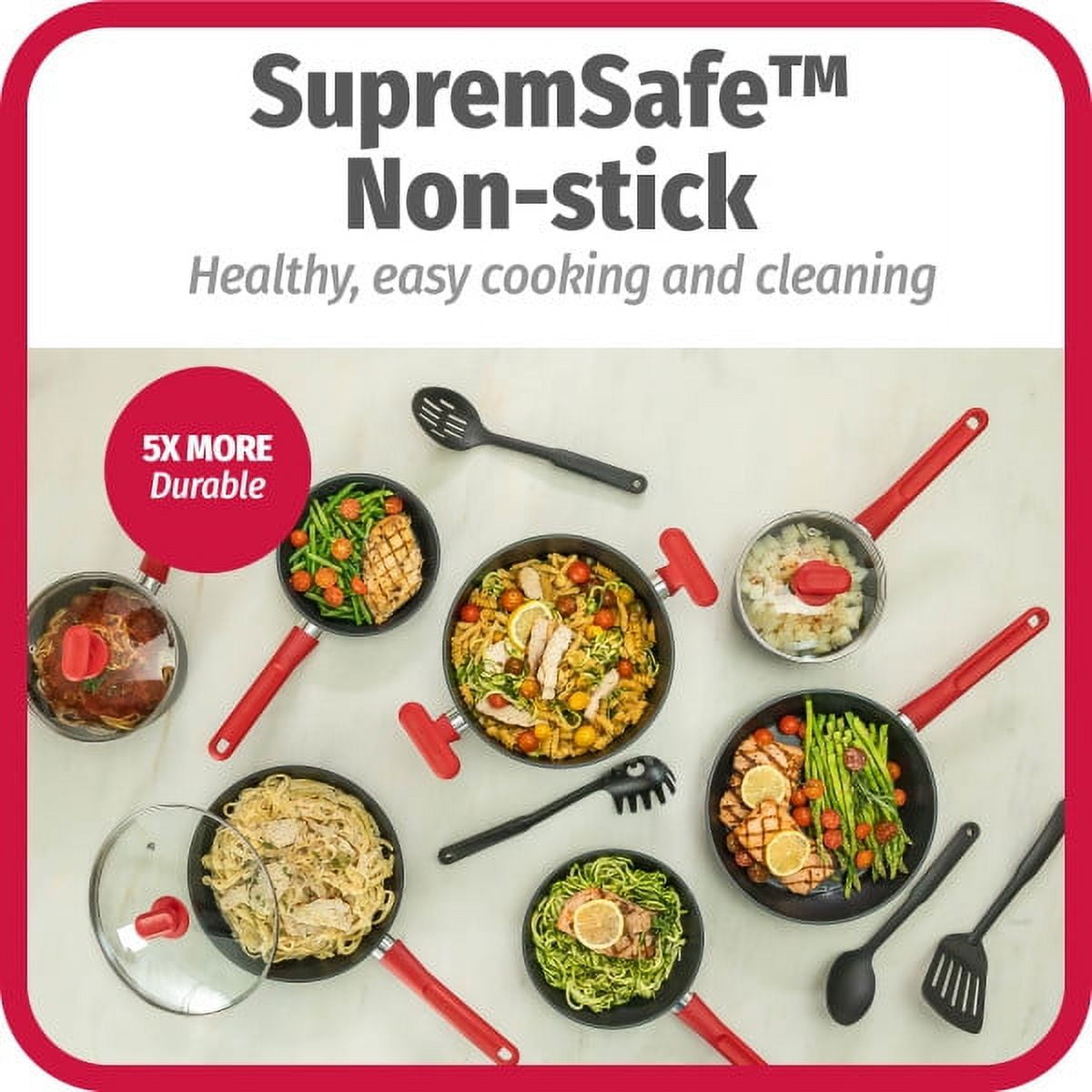 GoodCook ProEase Nonstick 12 Piece Cookware Set with Utensils, Black - Image 4