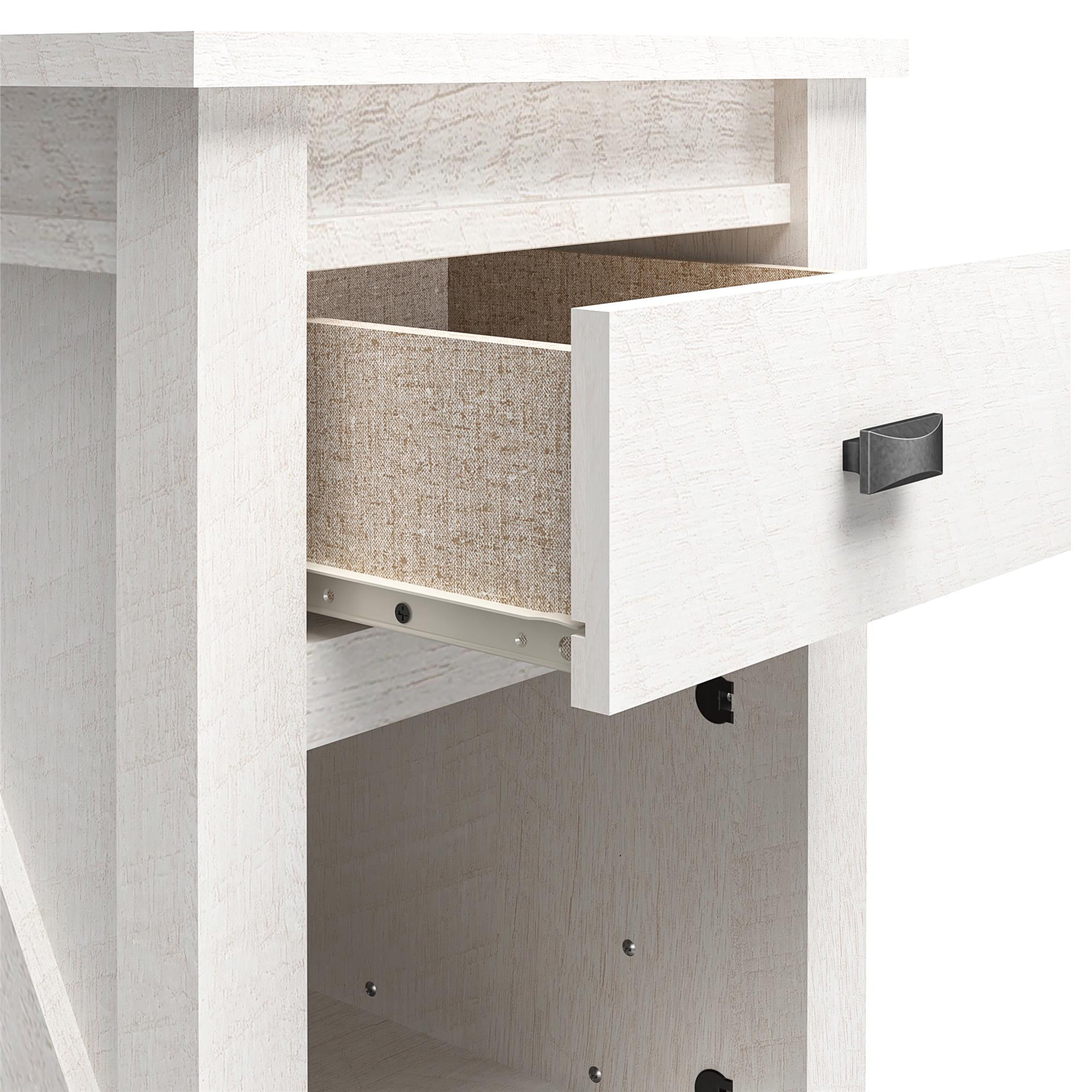 Woven Paths Scandi Farmhouse Nightstand, Ivory Oak - Image 5