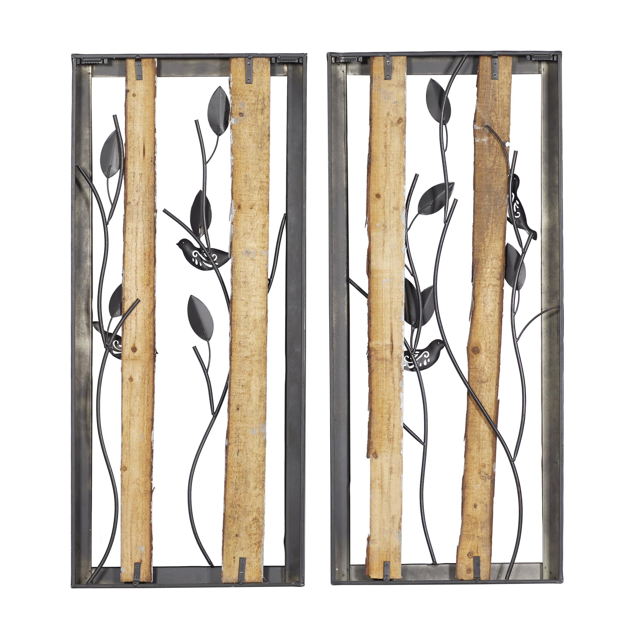 DecMode Black Metal Bird Wall Decor with Tree Branches and Colorful Leaves (2 Count) - Image 12