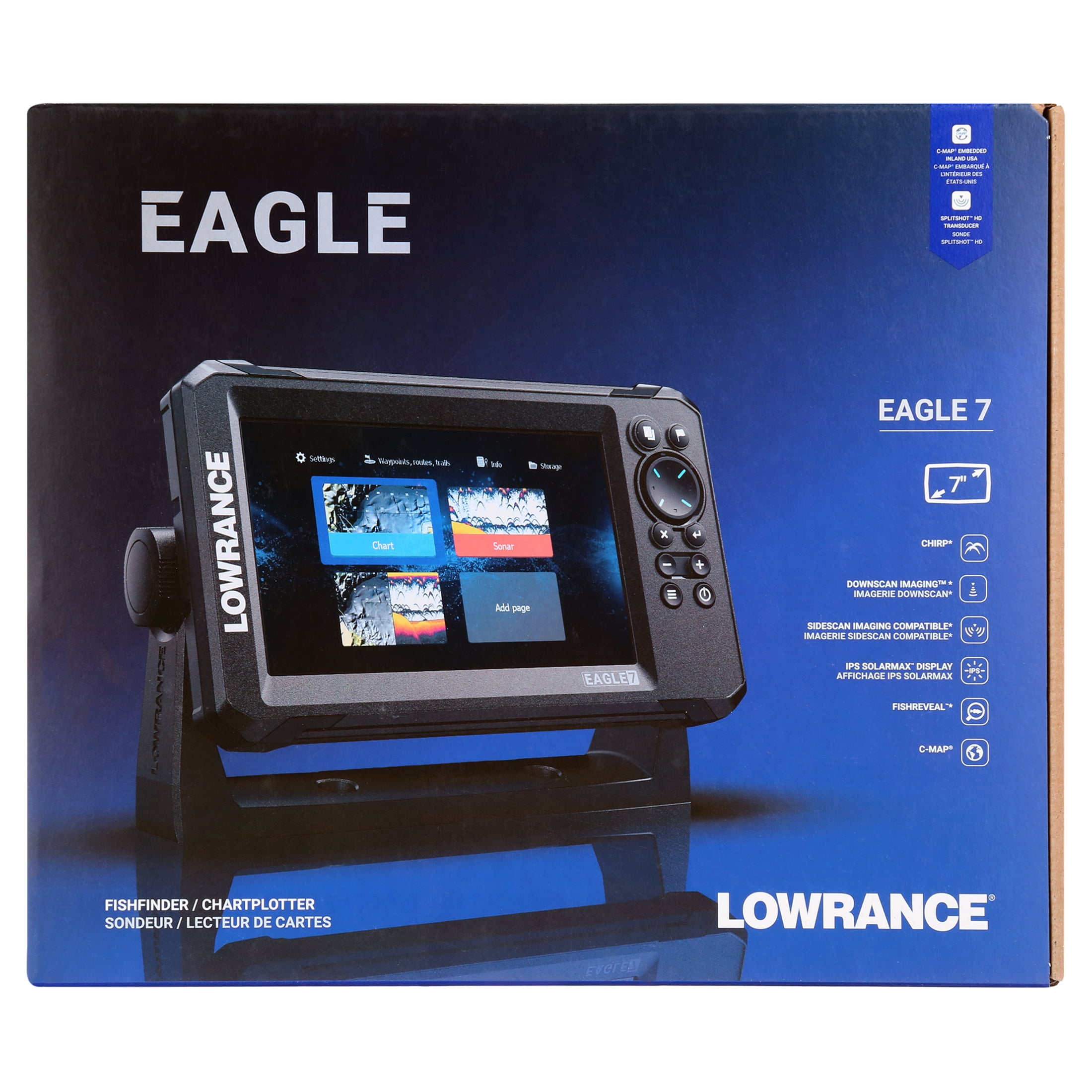 7" Lowrance EAGLE 7 SplitShot Fish Finder with IPS Screen C-Map - Image 2