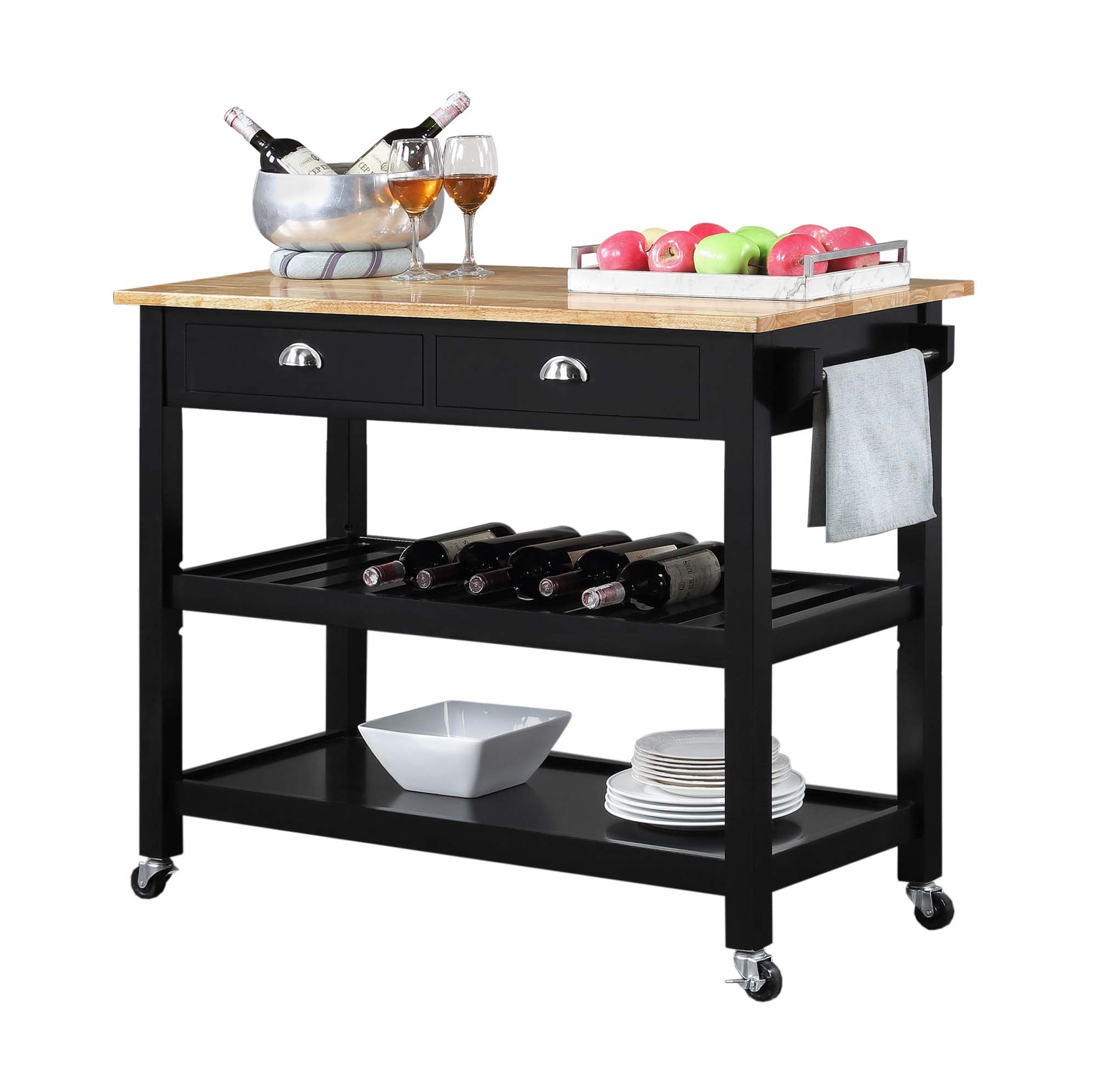 Convenience Concepts American Heritage 3 Tier Butcher Block Kitchen Cart with Drawers, Multiple Finishes - Image 7
